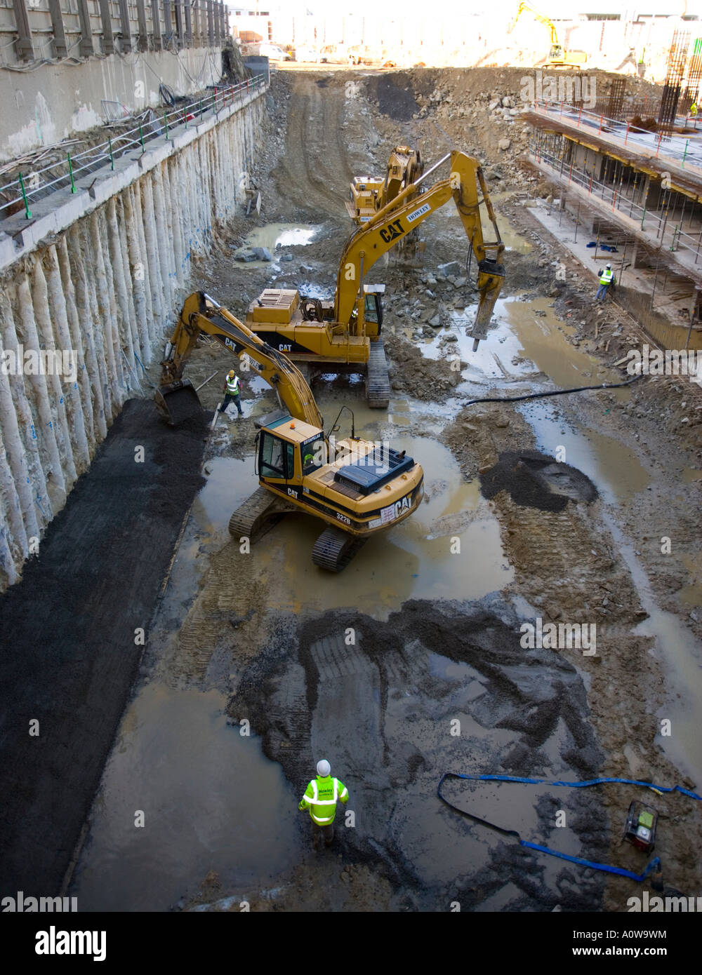 Ausgrabungen auf der Baustelle uk Stockfoto