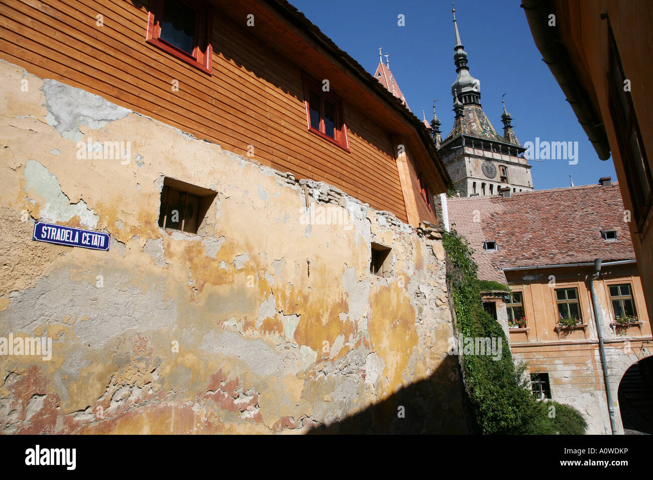 Straße Sighisoara, Rumänien Stockfoto