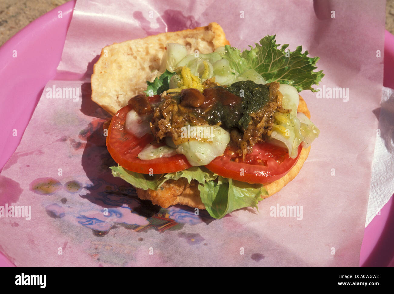 Trinidad-Hai und Backen-sandwich Stockfoto