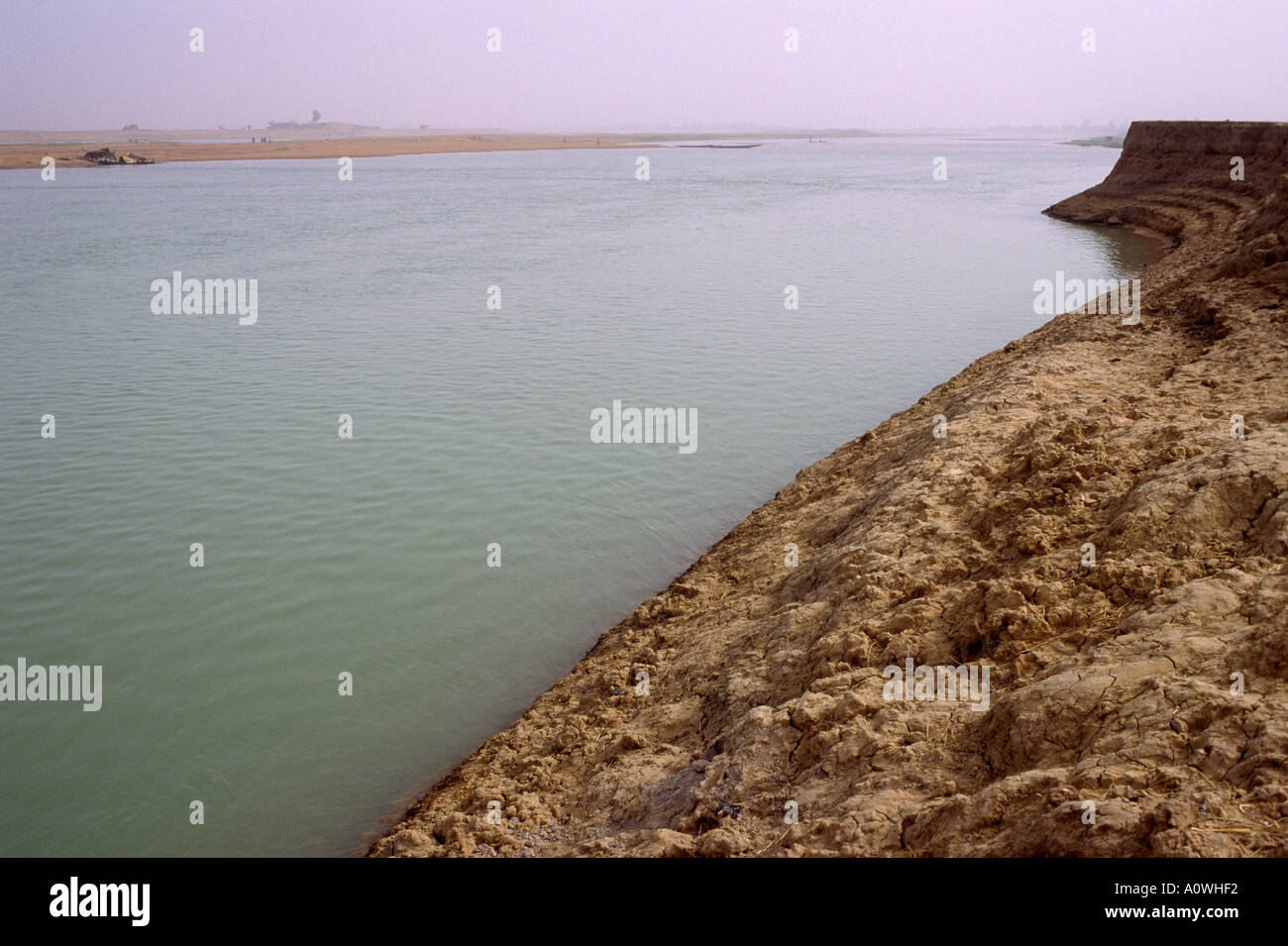 Trockenen Schlamm Ufer des Flusses Niger in der Trockenzeit Mali Stockfoto