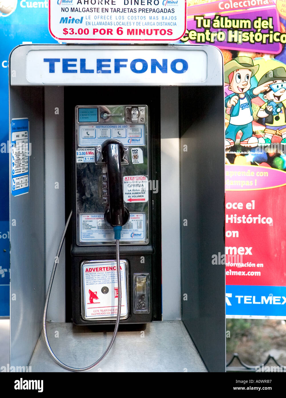 Öffentliches Telefon Telefono in Mexiko-Stadt Stockfoto