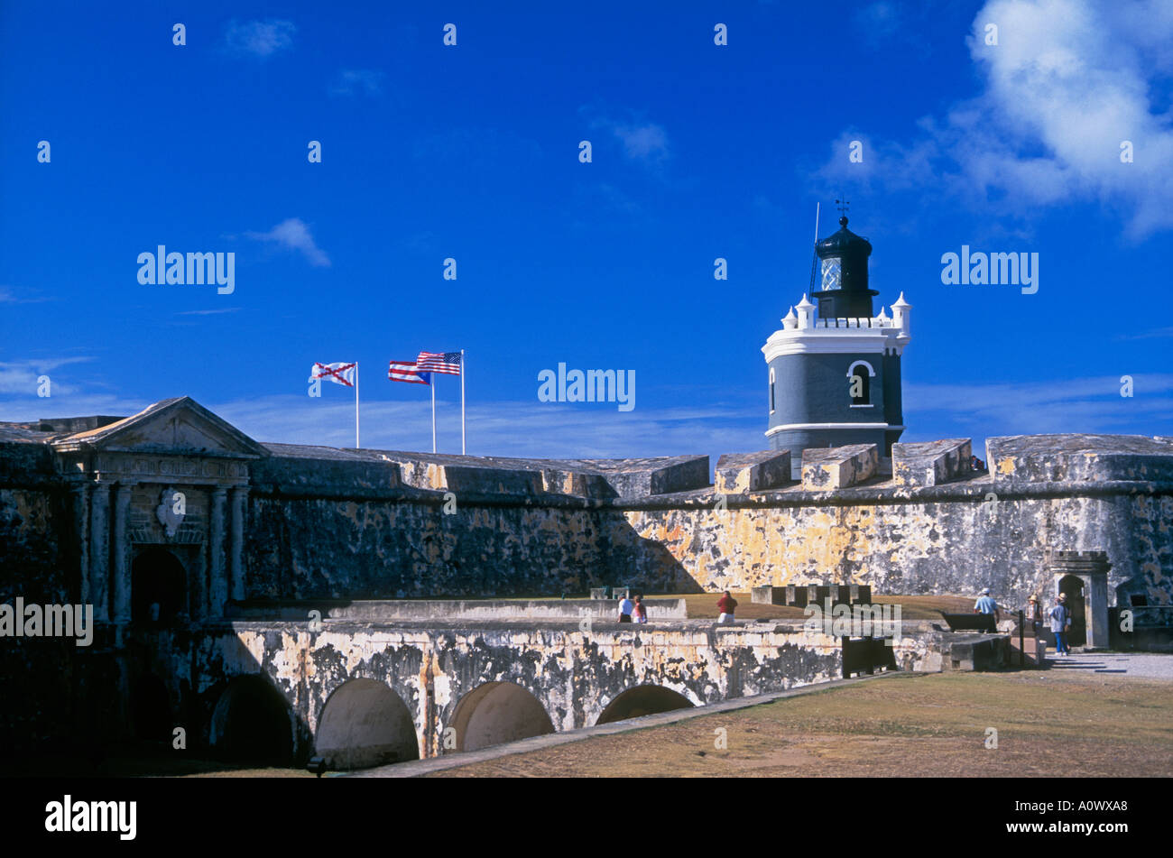 Festung San Juan Puerto Rico El Morro und Leuchtturm San Juan National Historic Site Stockfoto