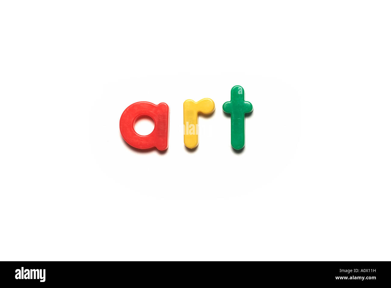 Alphabet-Kühlschrank-Magnete Rechtschreibung Kunst, Worte Stockfoto