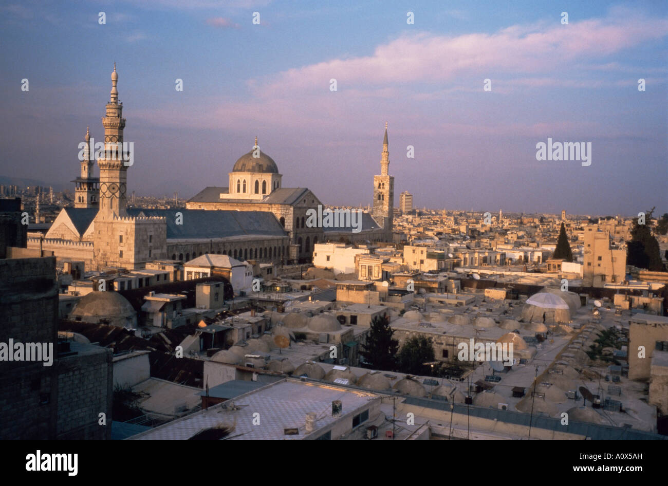 Skyline der Stadt, einschließlich Omayyad Moschee und Souk Damaskus-Syrien-Naher Osten Stockfoto