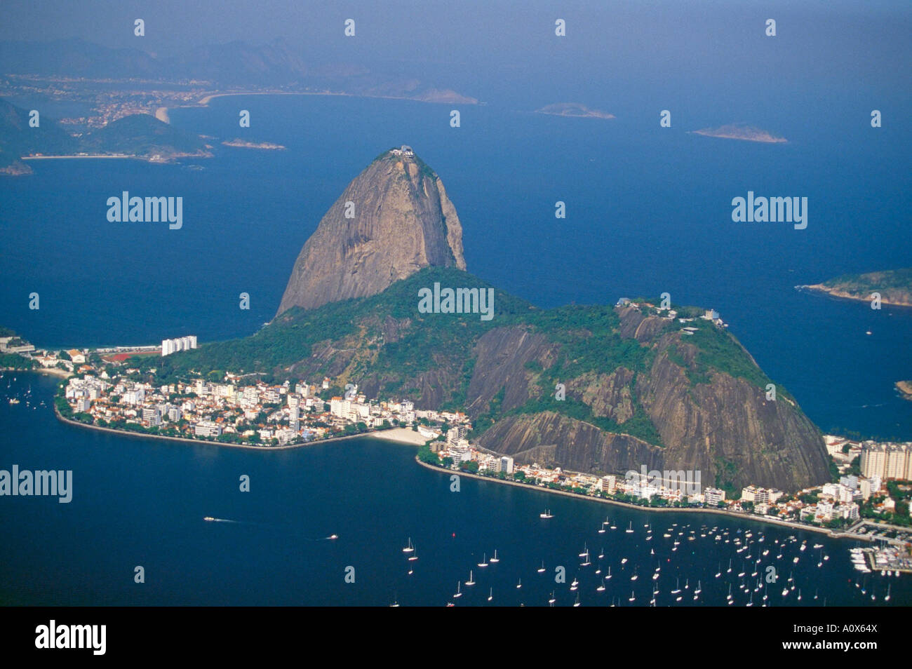 Luftaufnahme von Pao de Acucar Sugar Loaf Mountain Rio De Janeiro Brasilien Südamerika Stockfoto