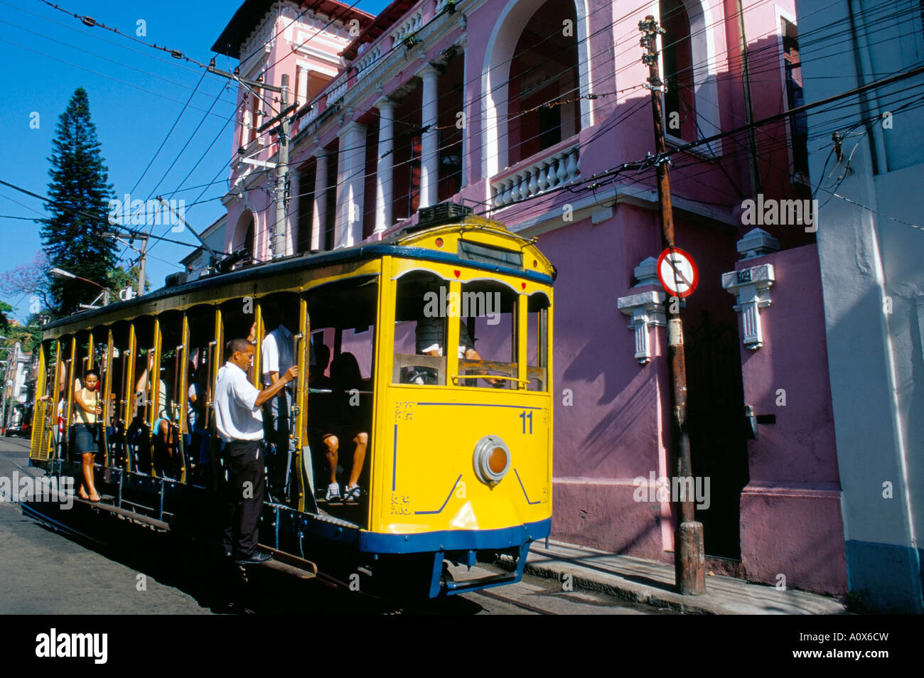 Santa Teresa Bondinho Straßenbahn Rio De Janeiro Brasilien Südamerika Stockfoto