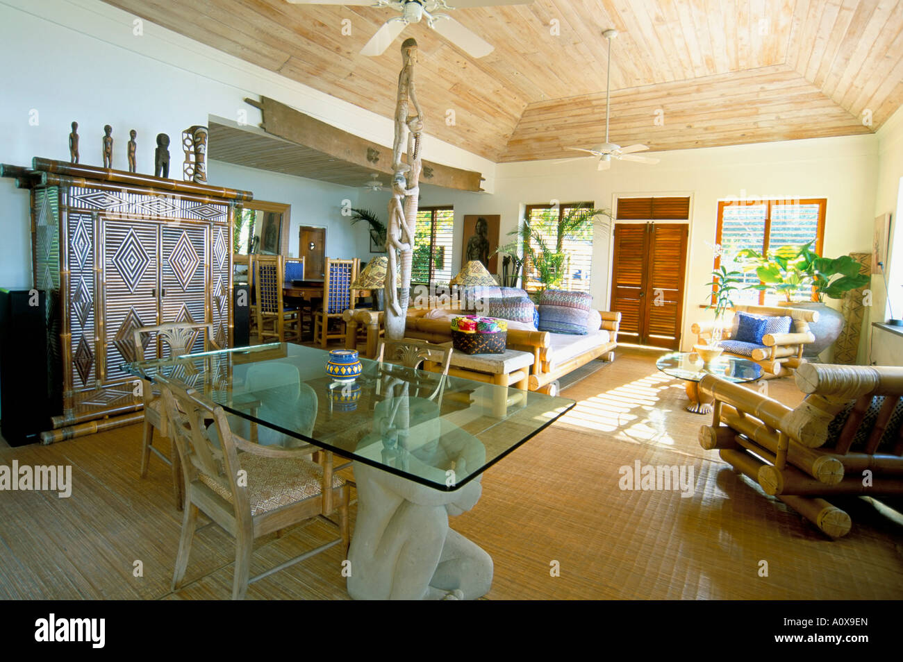 Innenraum des Luxushotels einst Ian Fleming s House Goldeneye Ocho Rios St Mary Jamaica West Indies Mittelamerika Stockfoto