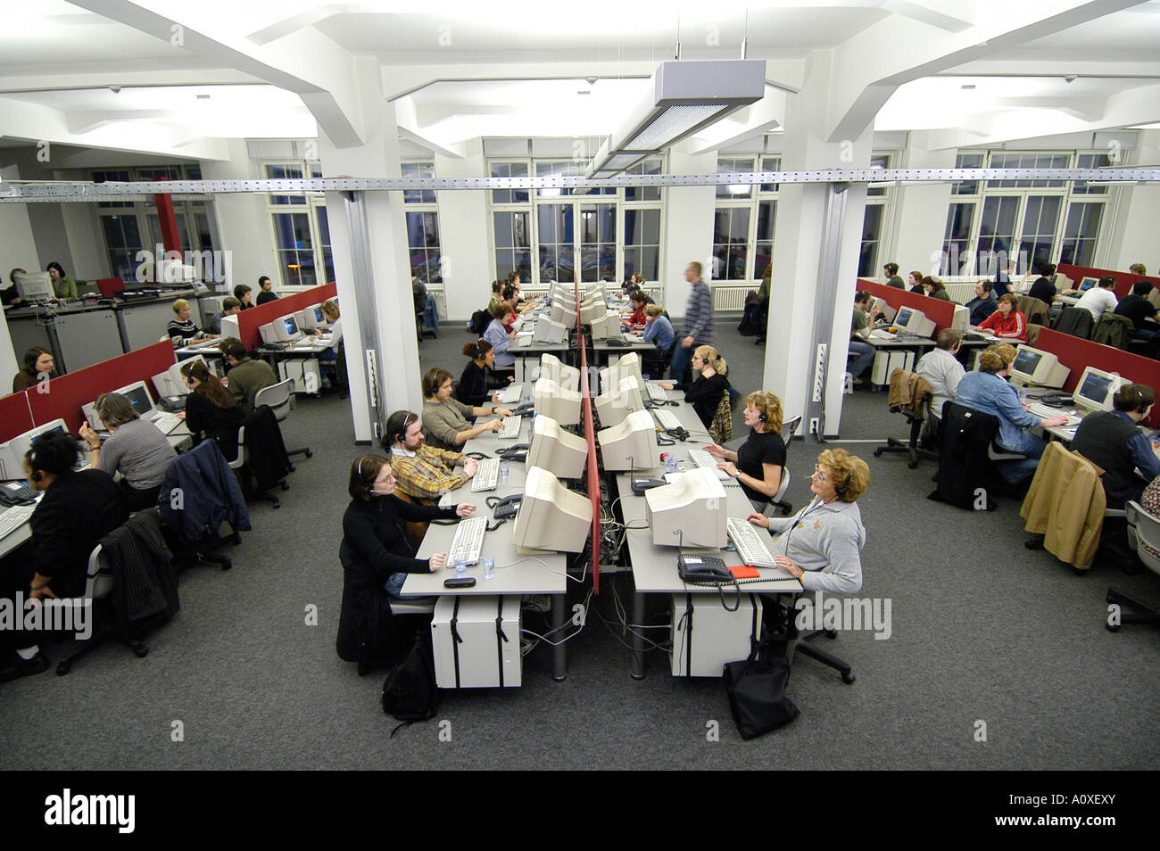 Call-Center von der Forsa Gesellschaft für Sozialforschung und statistische Analyse, Berlin, Deutschland Stockfoto
