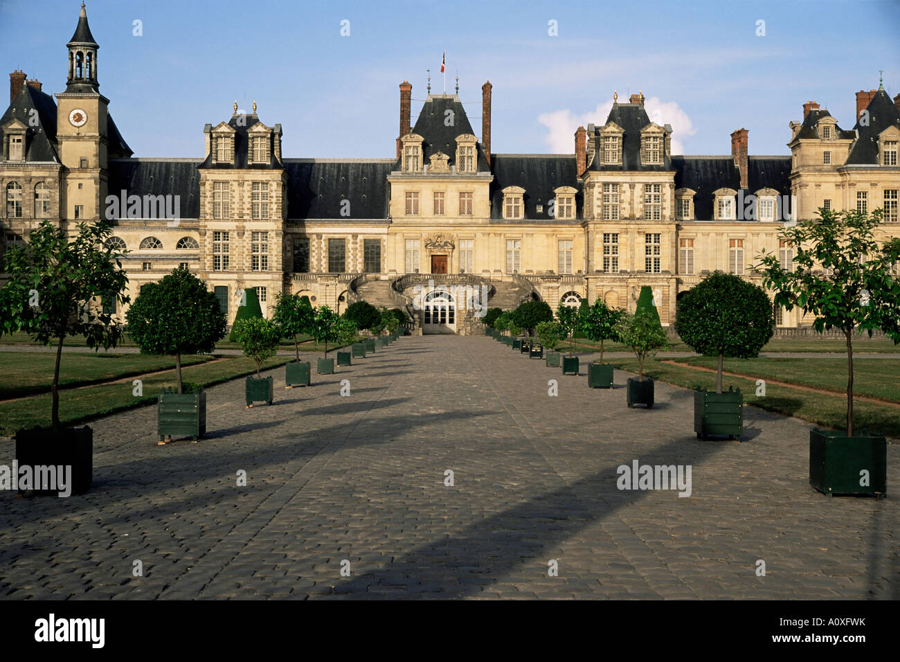 Hufeisen Treppe Schloss von Fontainebleau UNESCO World Heritage Site Seine et Marne France Europe Stockfoto