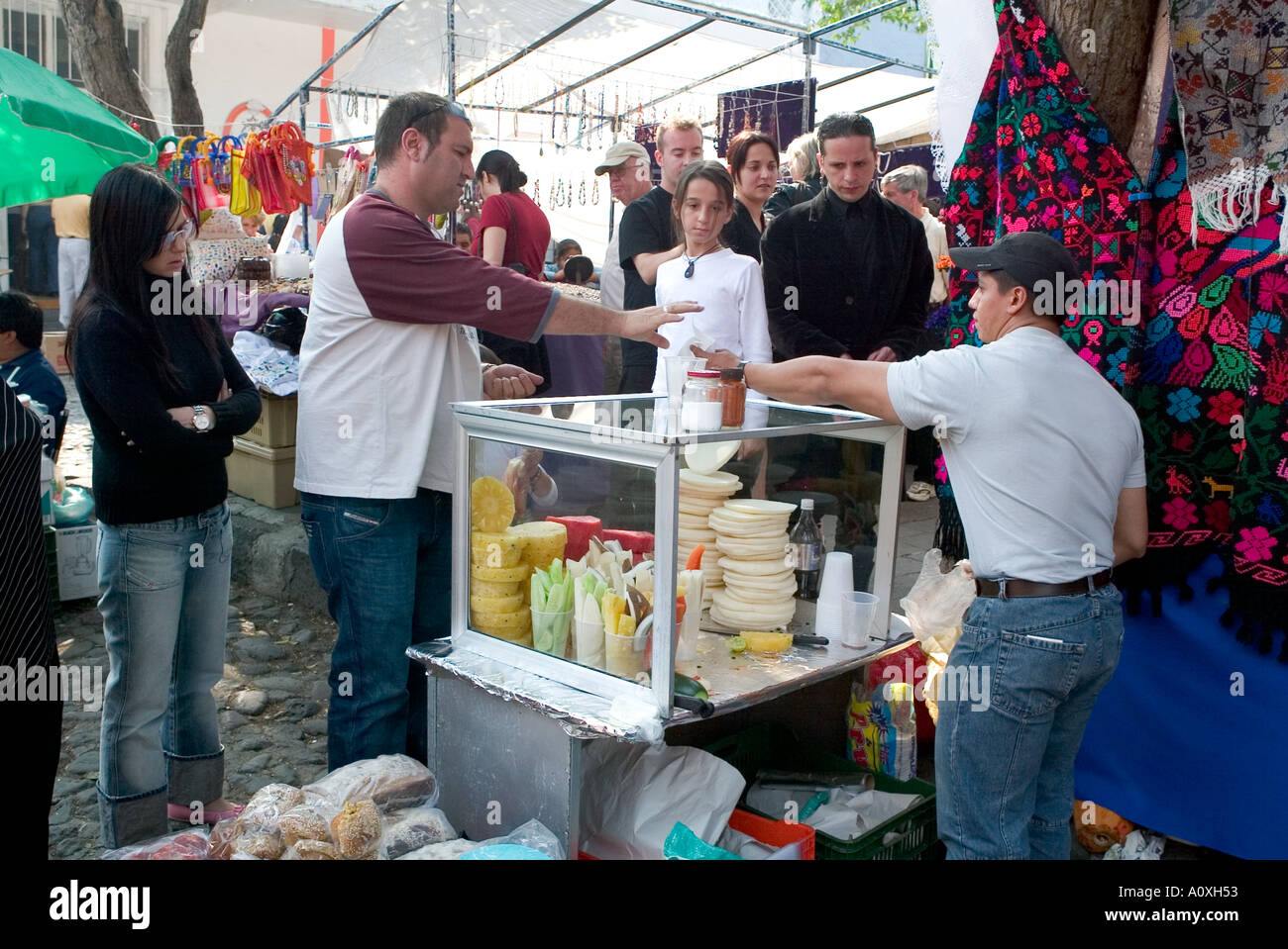 Fast Food-mexikanischen Stil auf dem Markt in San Angel Viertel von Mexiko-Stadt Stockfoto