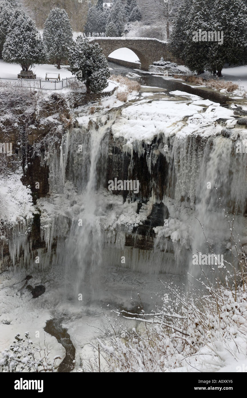 Websters fällt auf das Niagara Escarpment Ontario Kanada-Porträt mit Eis und Schnee im winter Stockfoto