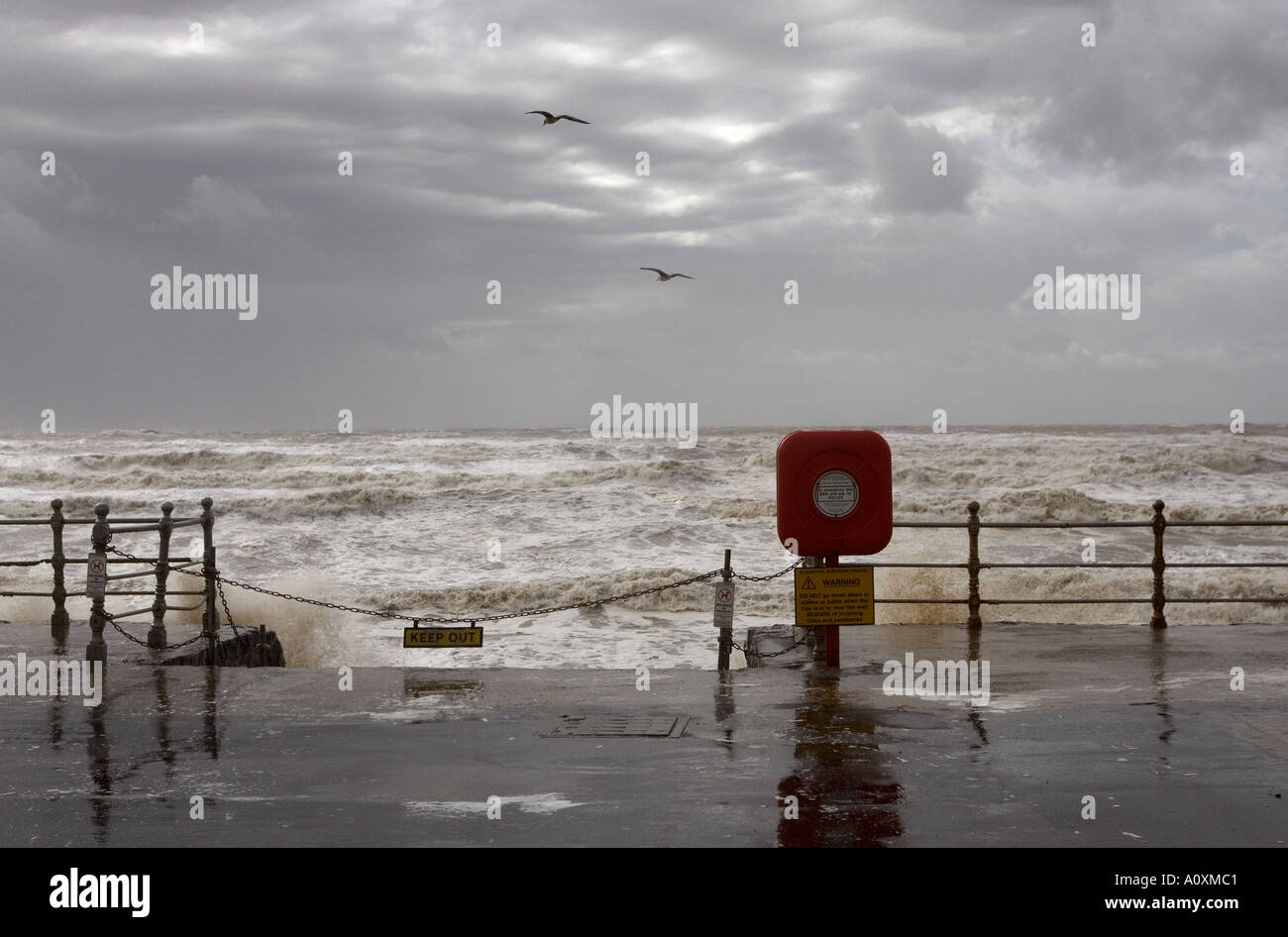Blackpool Promenade stürmisches Wetter Stockfoto