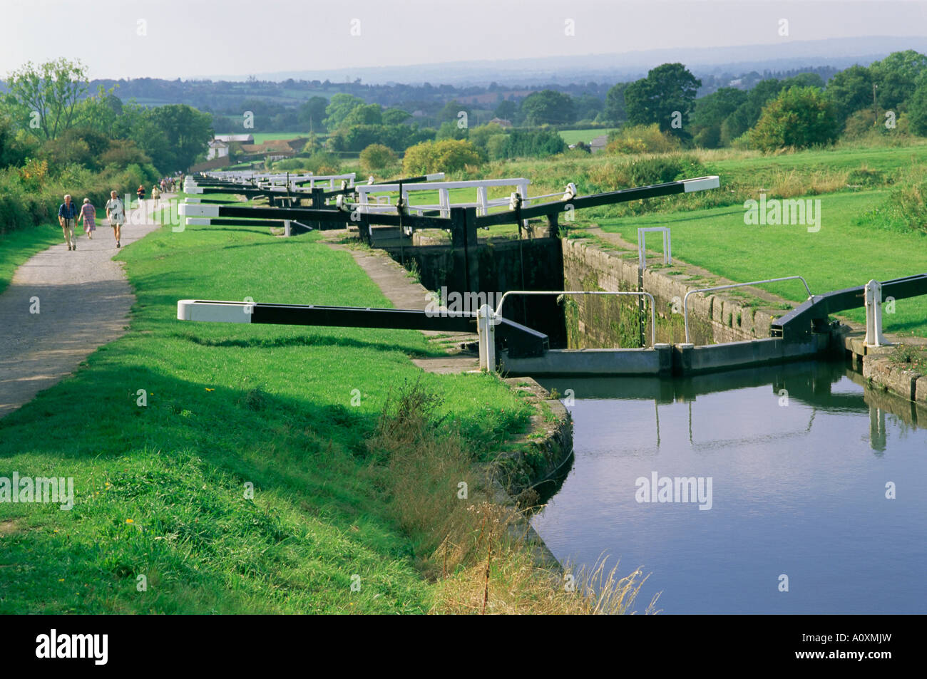 Caen Hill locks Kennet Avon Canal in der Nähe von Devizes Wiltshire England England Europa Stockfoto