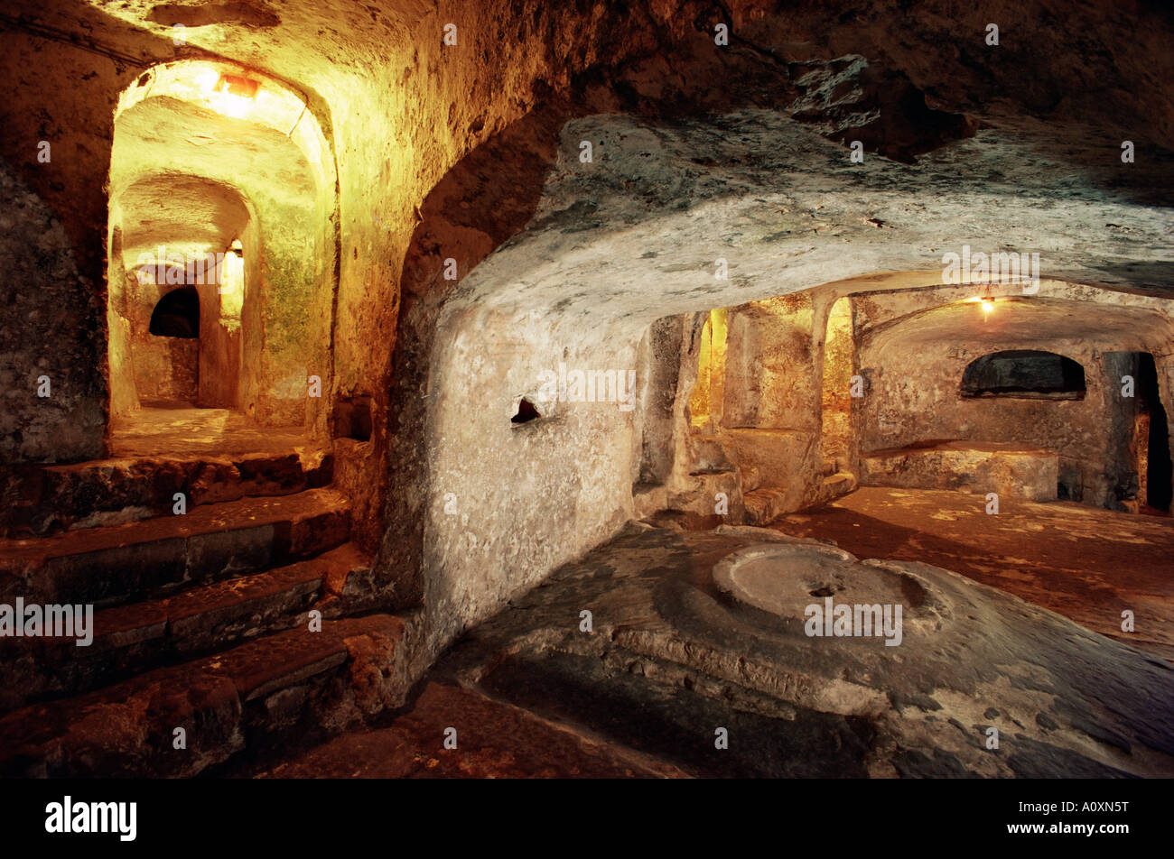 Christliche Gräber St. Pauls Katakomben Rabat Malta Europa Stockfoto