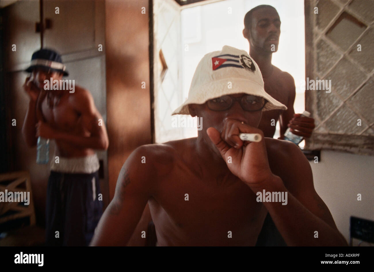 Kuba Havanna Kubanische hip hop Trio Simbolo Eintritt in der Probe Stockfoto