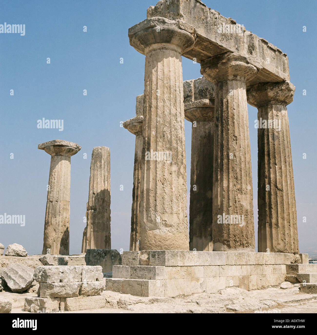 Tempel des Apollo Corinth Griechenland Europa Stockfoto