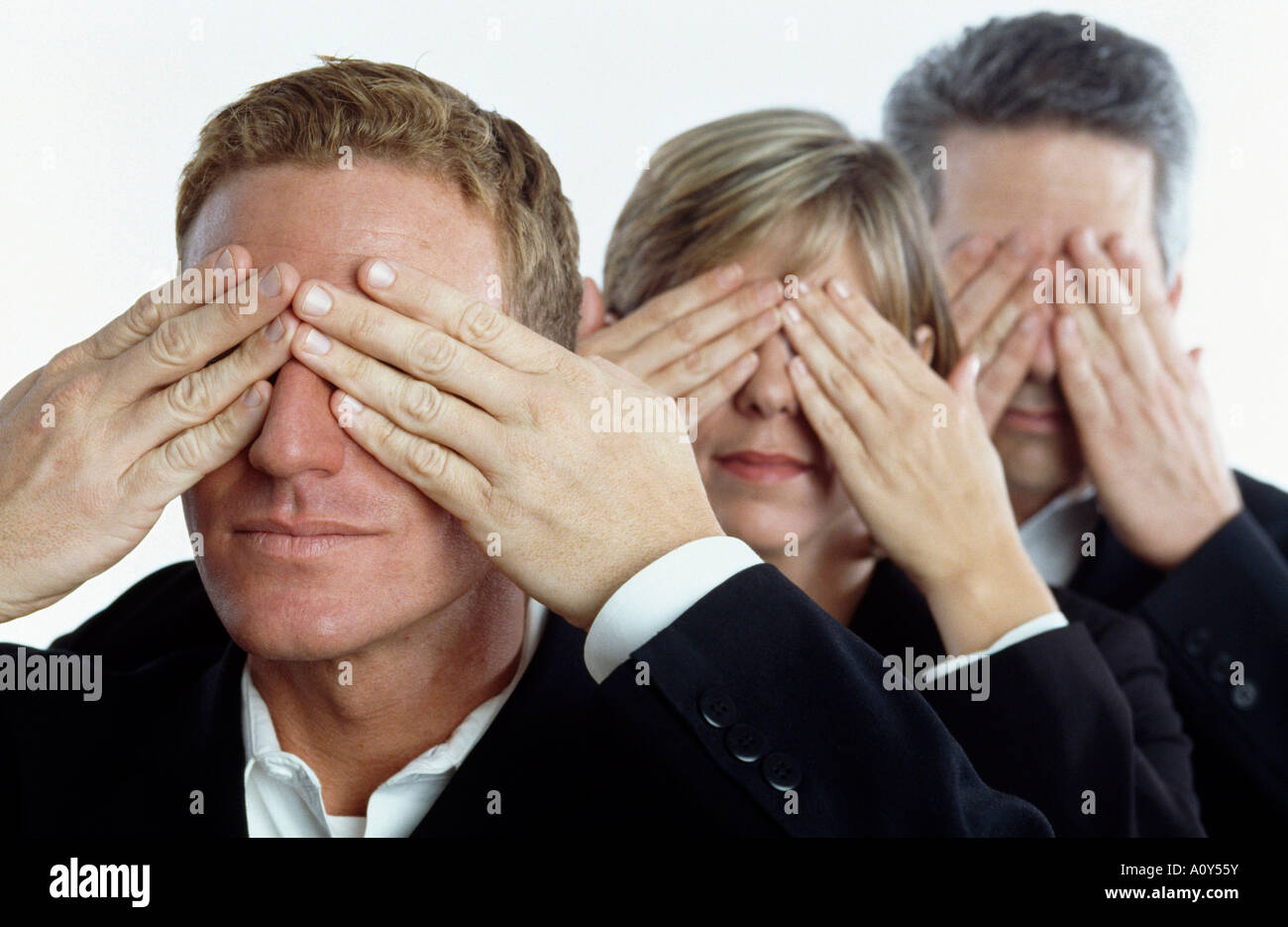 Nahaufnahme von drei Führungskräften für ihre Augen Stockfoto