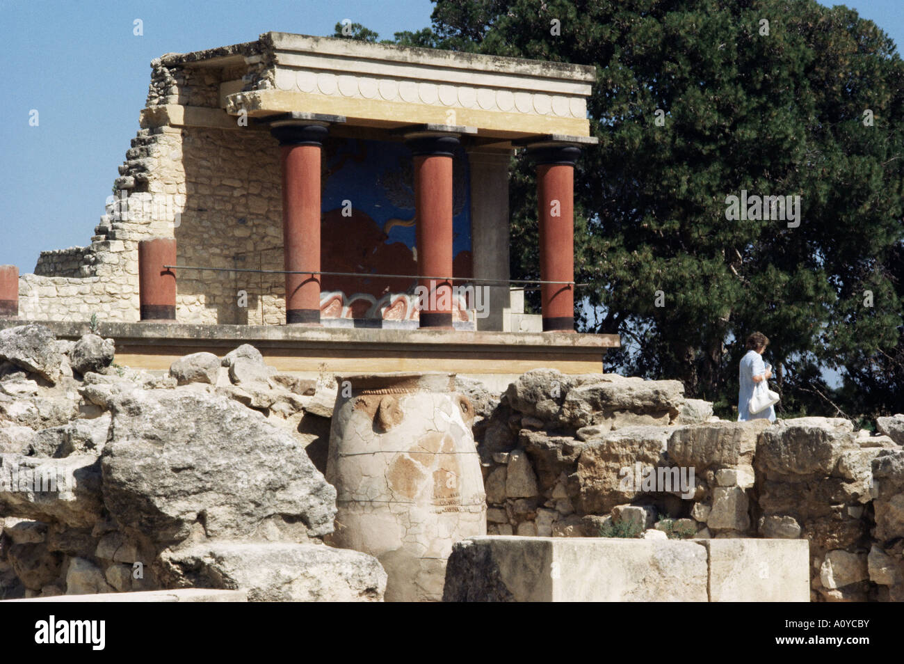 Rekonstruierte Palast von König Minos Knossos Kreta Griechenland Europa Stockfoto