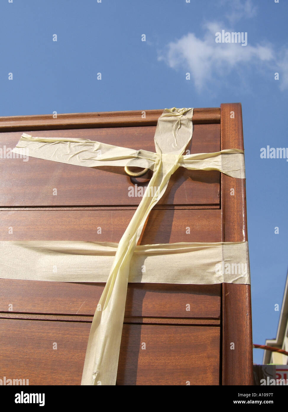 Möbel auf LKW in neues Zuhause Stockfoto