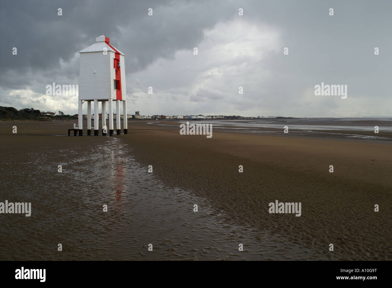 der Leuchtturm auf Beinen am Burnham am Meer somerset Stockfoto