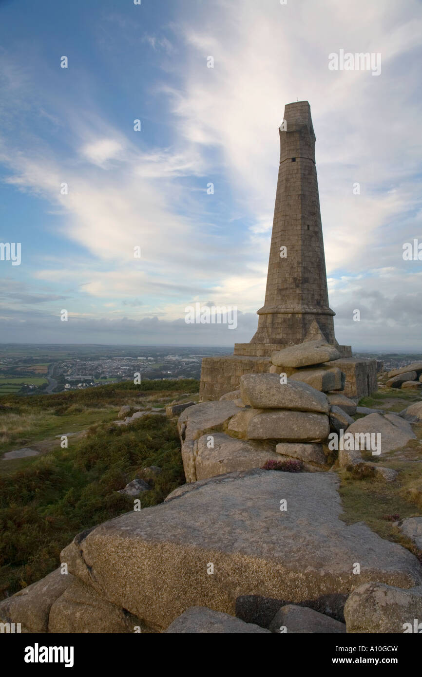 Ansicht von Carn Brea Denkmal Camborne cornwall Stockfoto