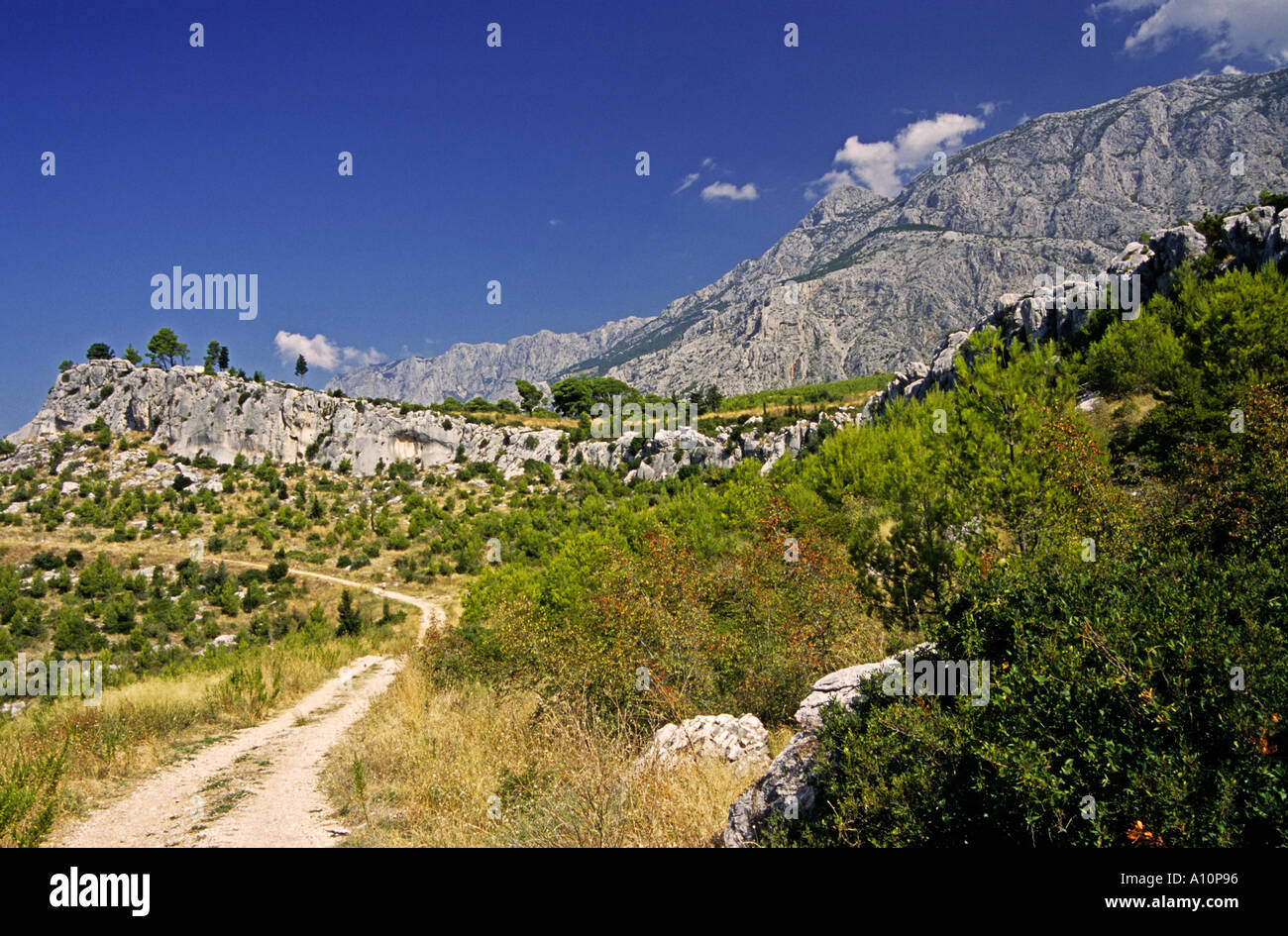 Verfolgen Sie nach Kroatien Makarska Biokovo-Gebirge Stockfoto