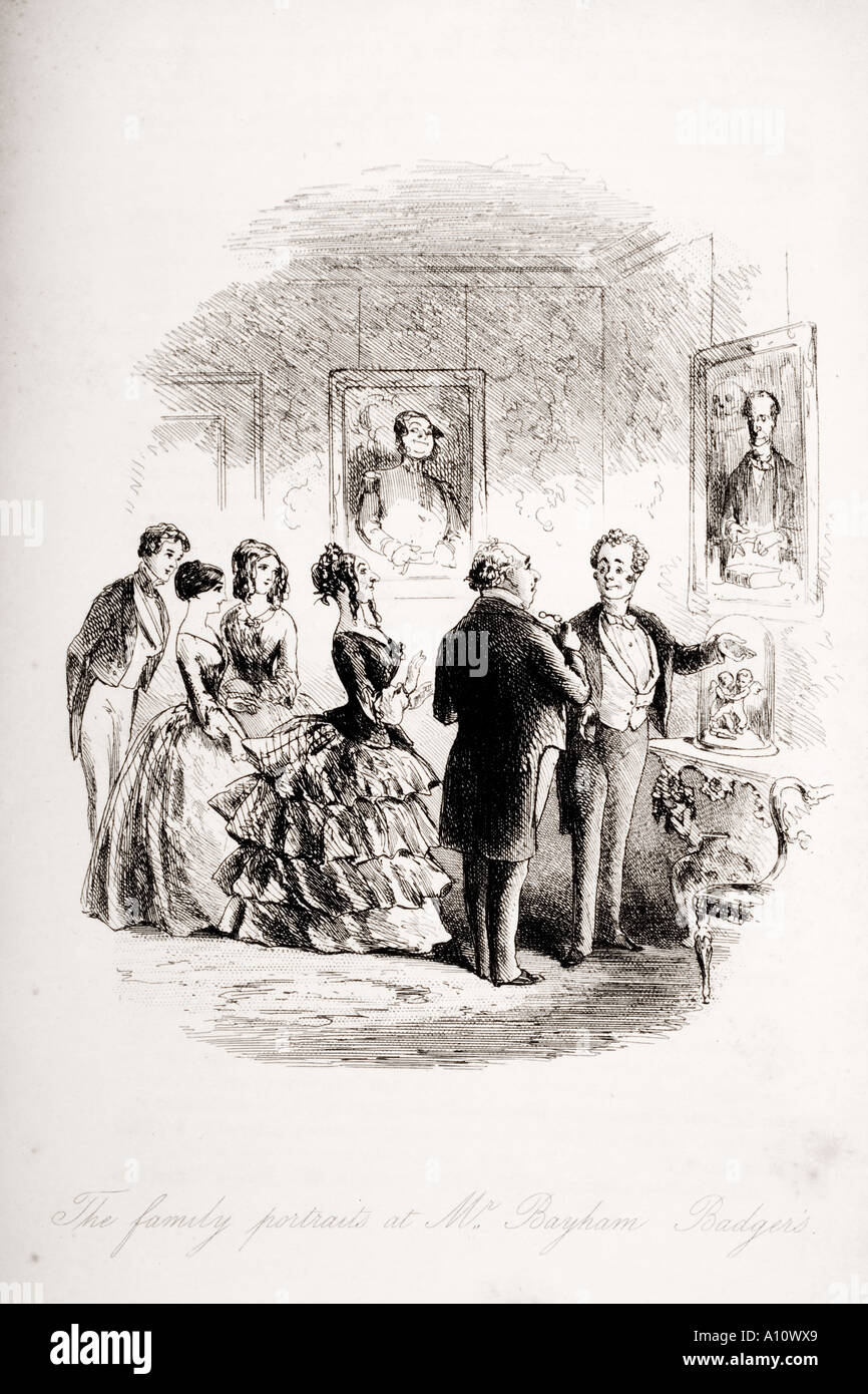 Die Familie Portraits Herr Bayham Dachse. Illustration von Phiz Hablot Knight Browne 1815 - 1882. Aus dem Buch Bleak House von Charles Dickens. Stockfoto