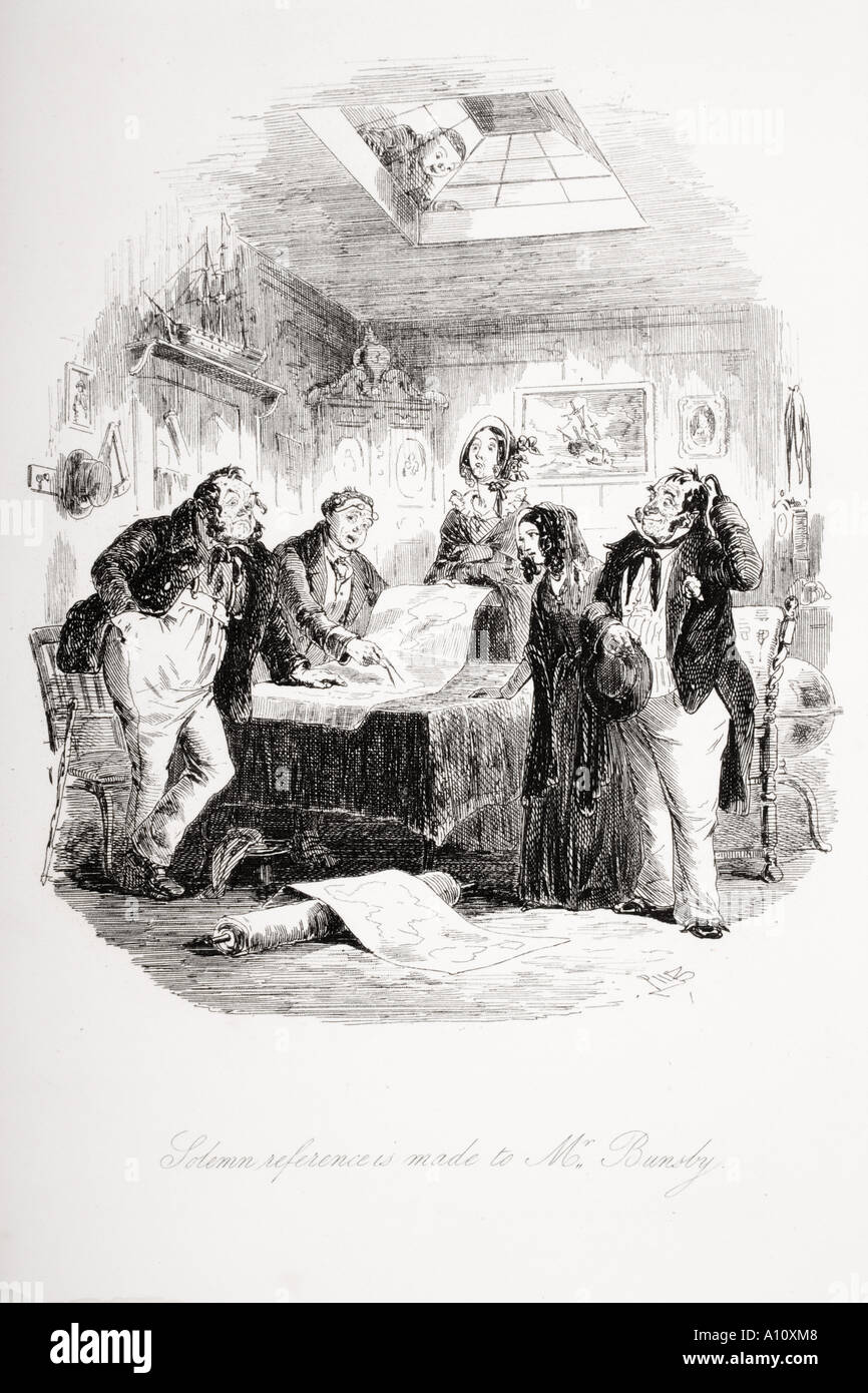 Feierliche wird auf Herr Bunsby gemacht. Abbildung aus dem Charles Dickens Roman Dombey und Sohn von H K Browne bekannt als Phiz Stockfoto