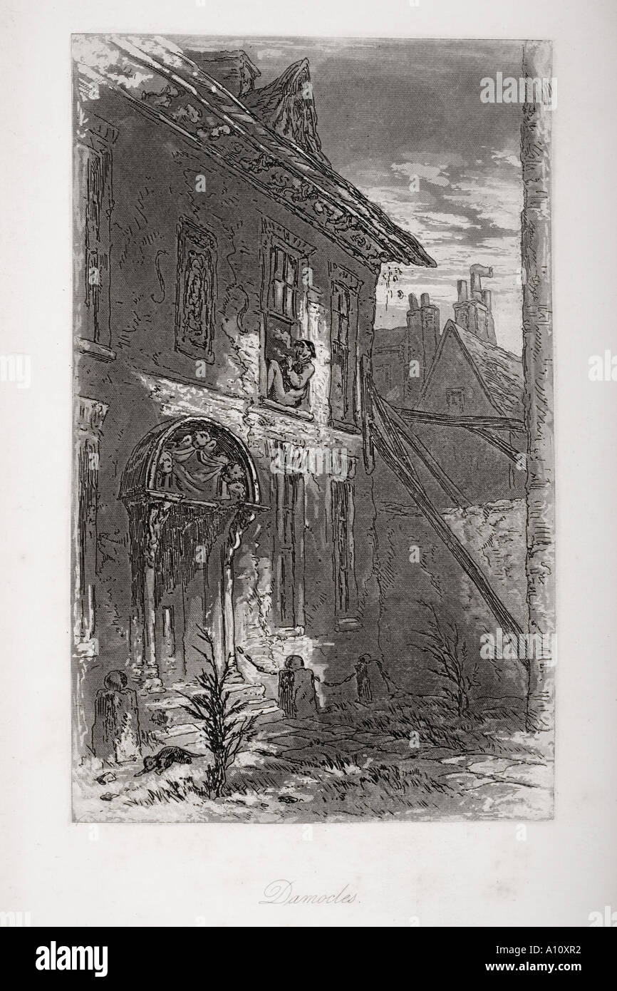 Damoklesschwert. Abbildung aus dem Charles Dickens Roman Little Dorrit durch H K Browne bekannt als Phiz Stockfoto