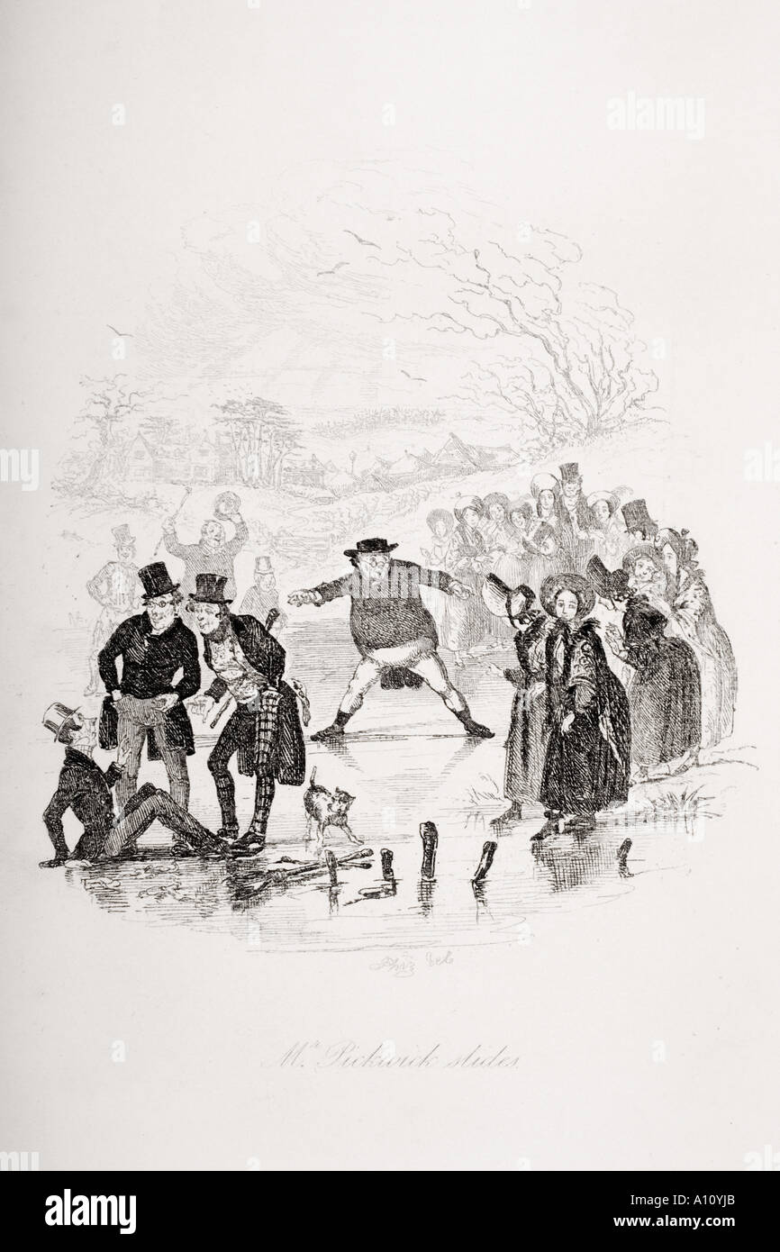 Herr Pickwick Folien. Illustration von H K Browne bekannt als Phiz aus Charles Dickens Roman The Pickwick Papers Stockfoto