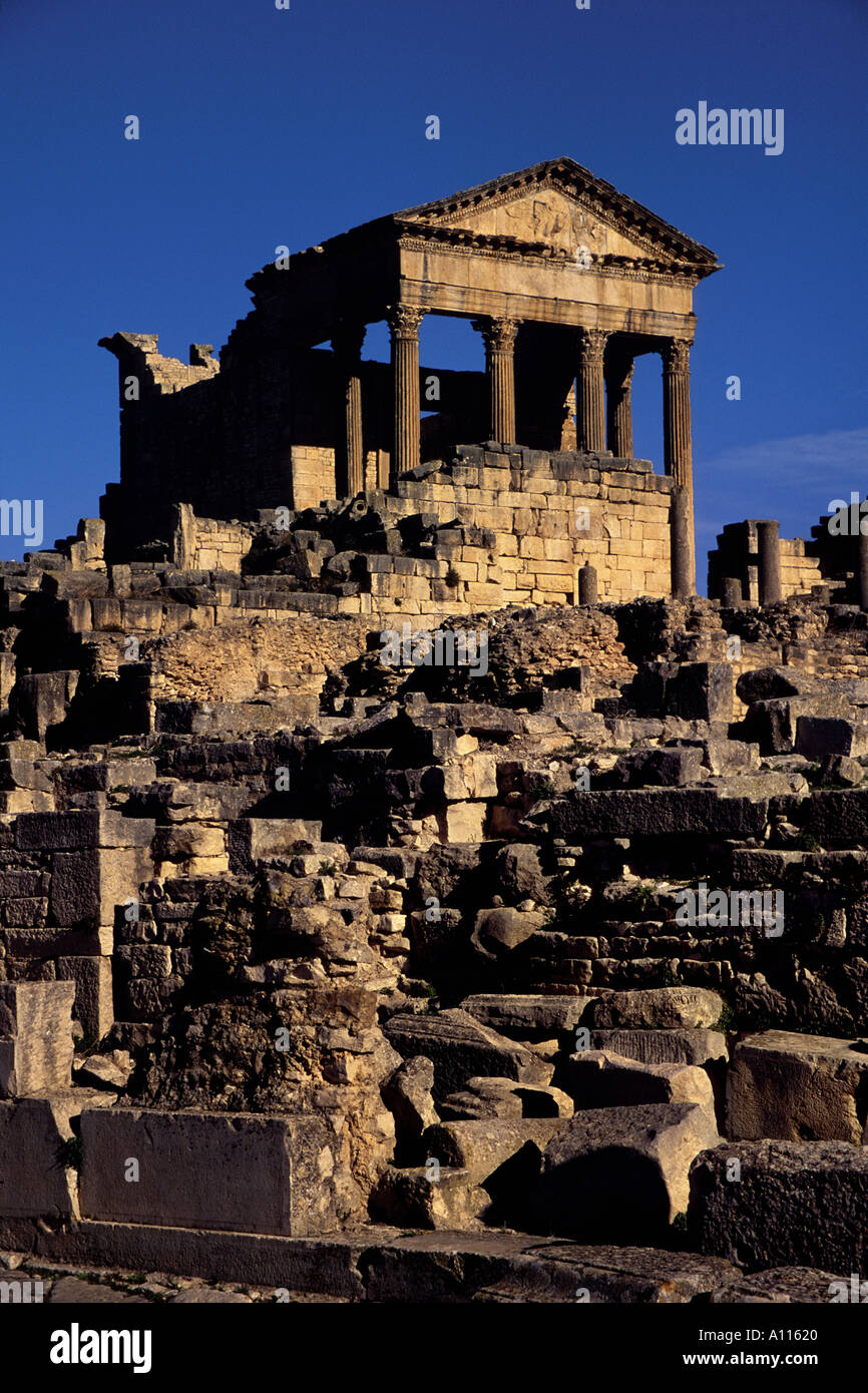 Römische Ruinen, einige der besten Ruinen Tunesiens Dougga Tunesien Stockfoto