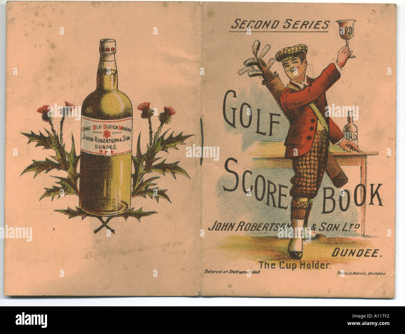 Golf Score Bucheinband um 1900 Stockfoto