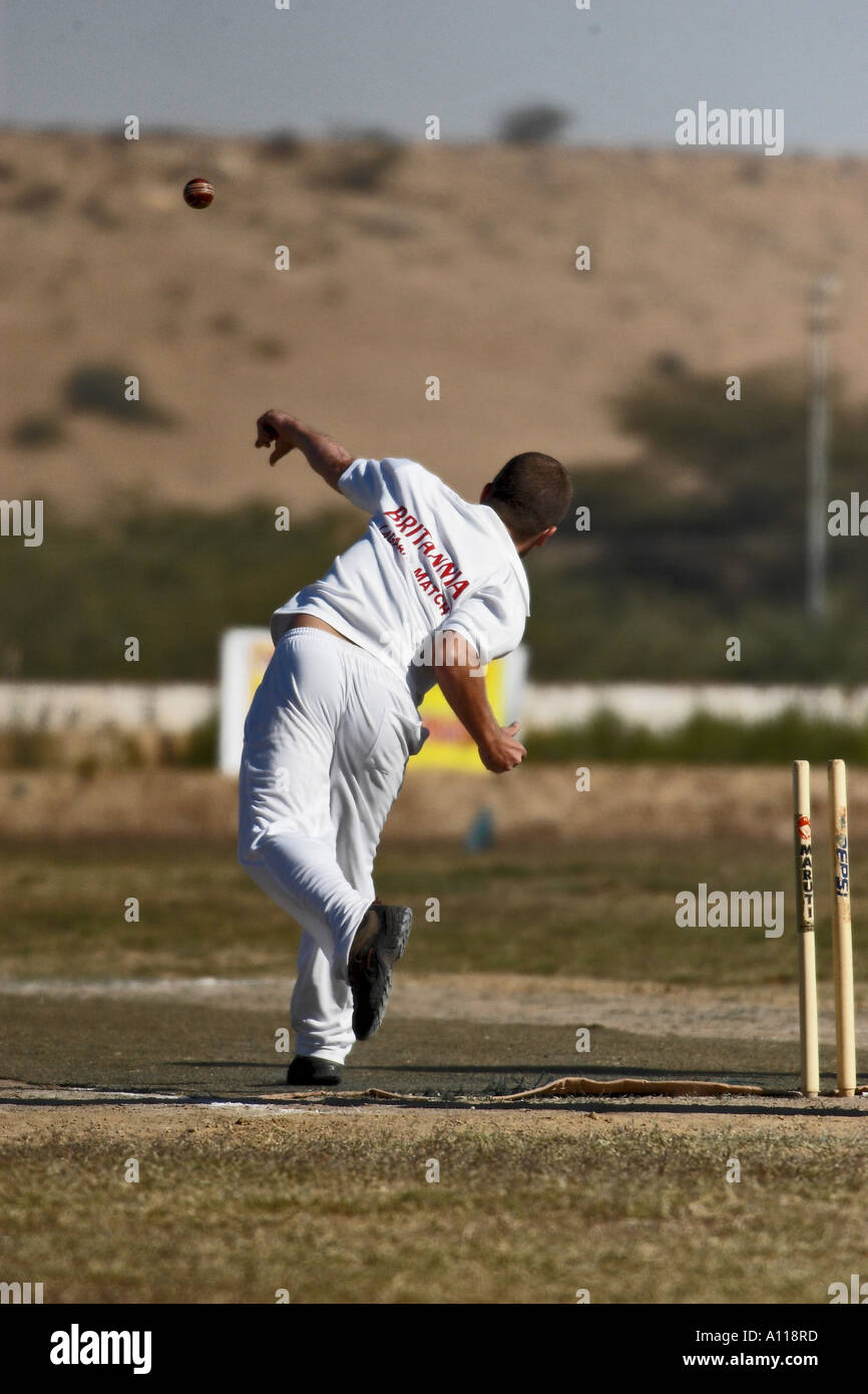 Cricket-Match, Desert Festival, Jaisalmer, Rajasthan, Indien, Asien Stockfoto