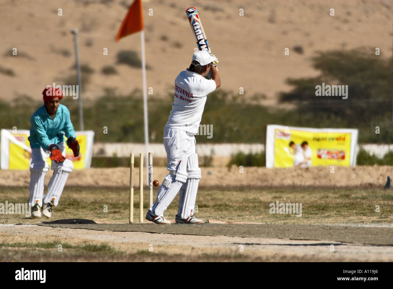 Lagaan Cricket Match Wüste Festival Jaisalmer Rajasthan Indien Stockfoto