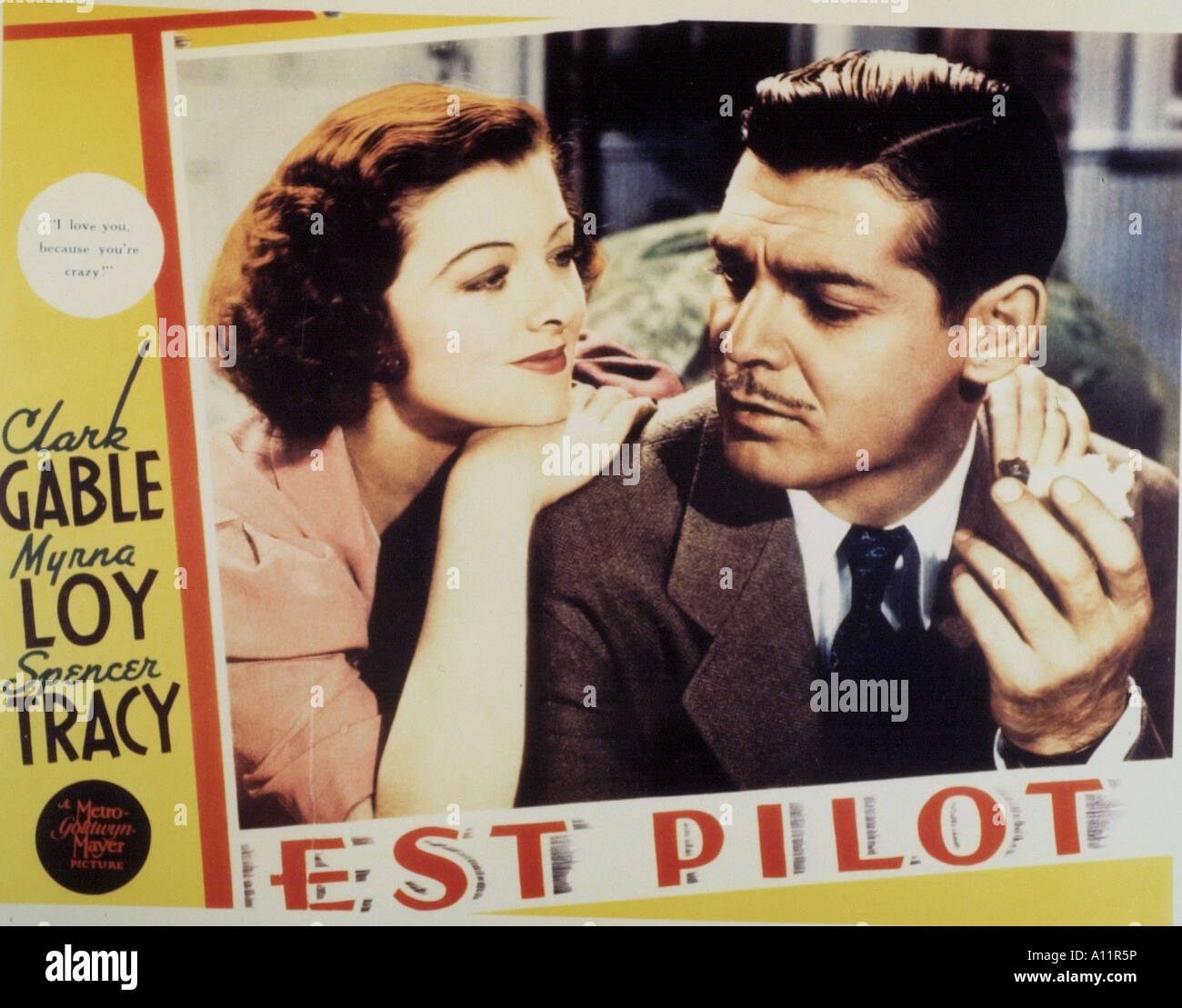 Pilote Jahr 1938 Regisseur Victor Fleming Clark Gable Myrna Loy zu testen Stockfoto