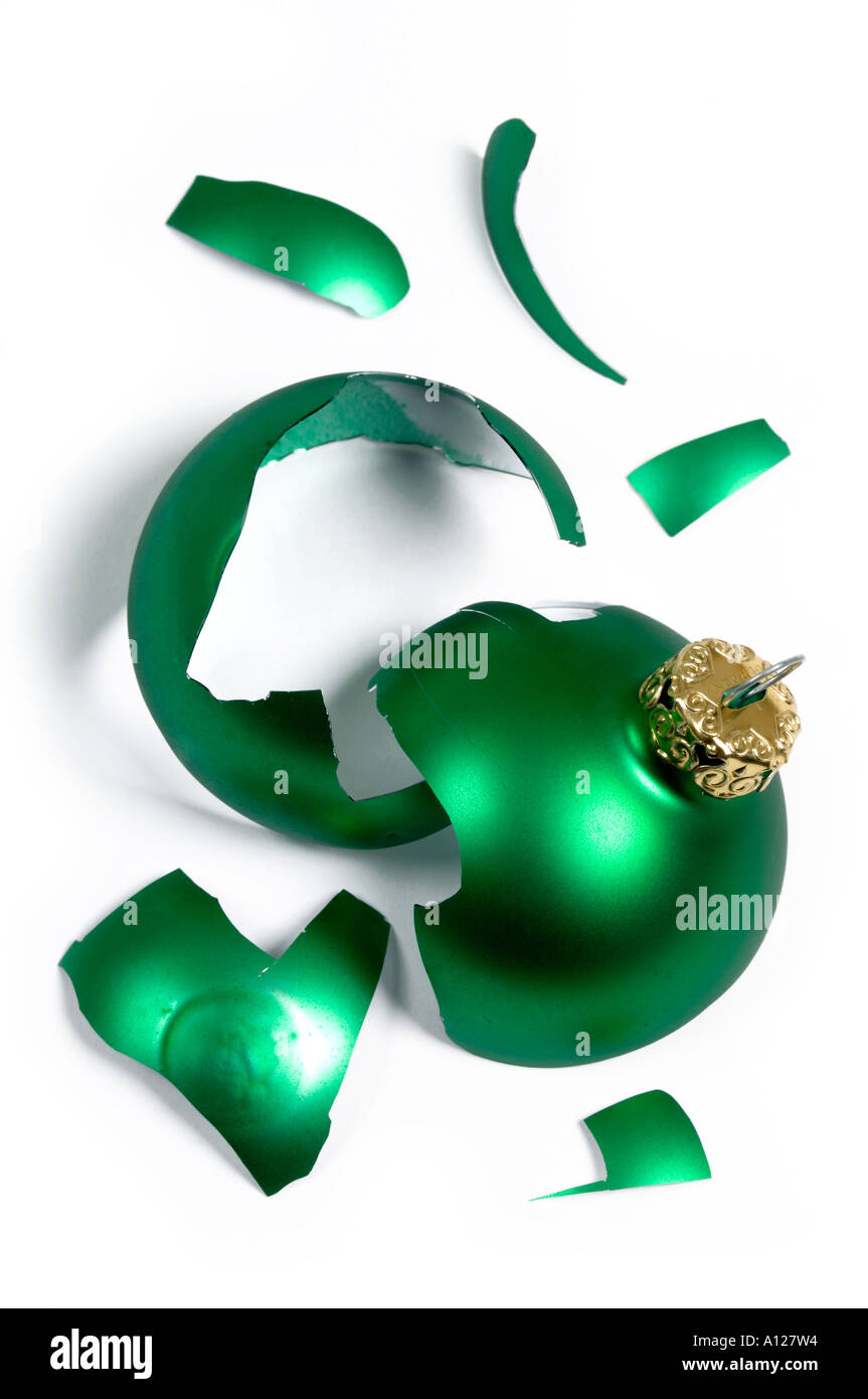 Zertrümmerte Christbaum Christbaumkugel Stockfoto