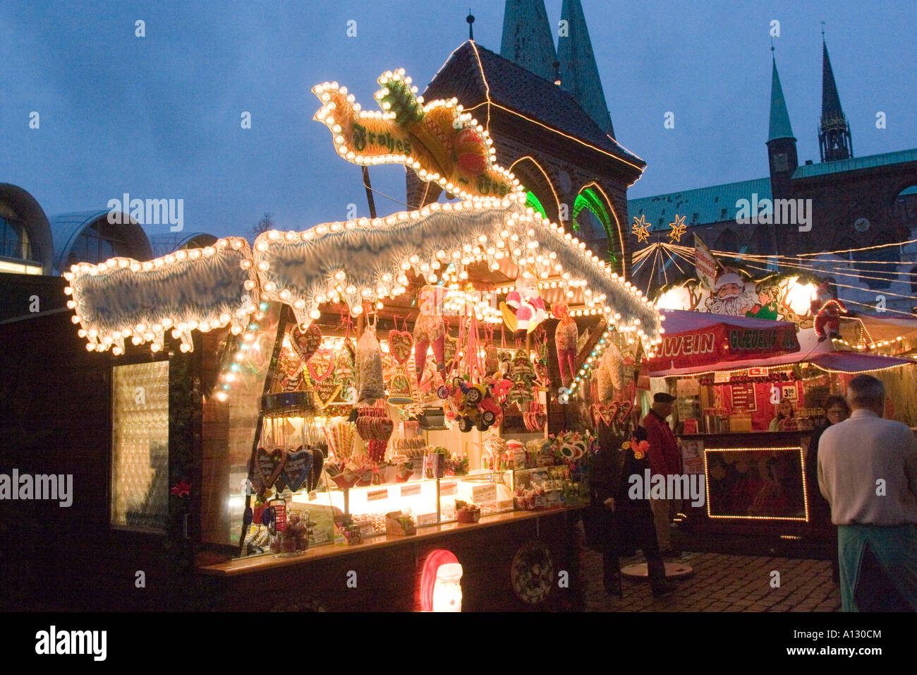 Weinachtsmarkt in Lubeck.Christmas Markt Lübeck Schleswig Holstein Deutschland EU Stockfoto