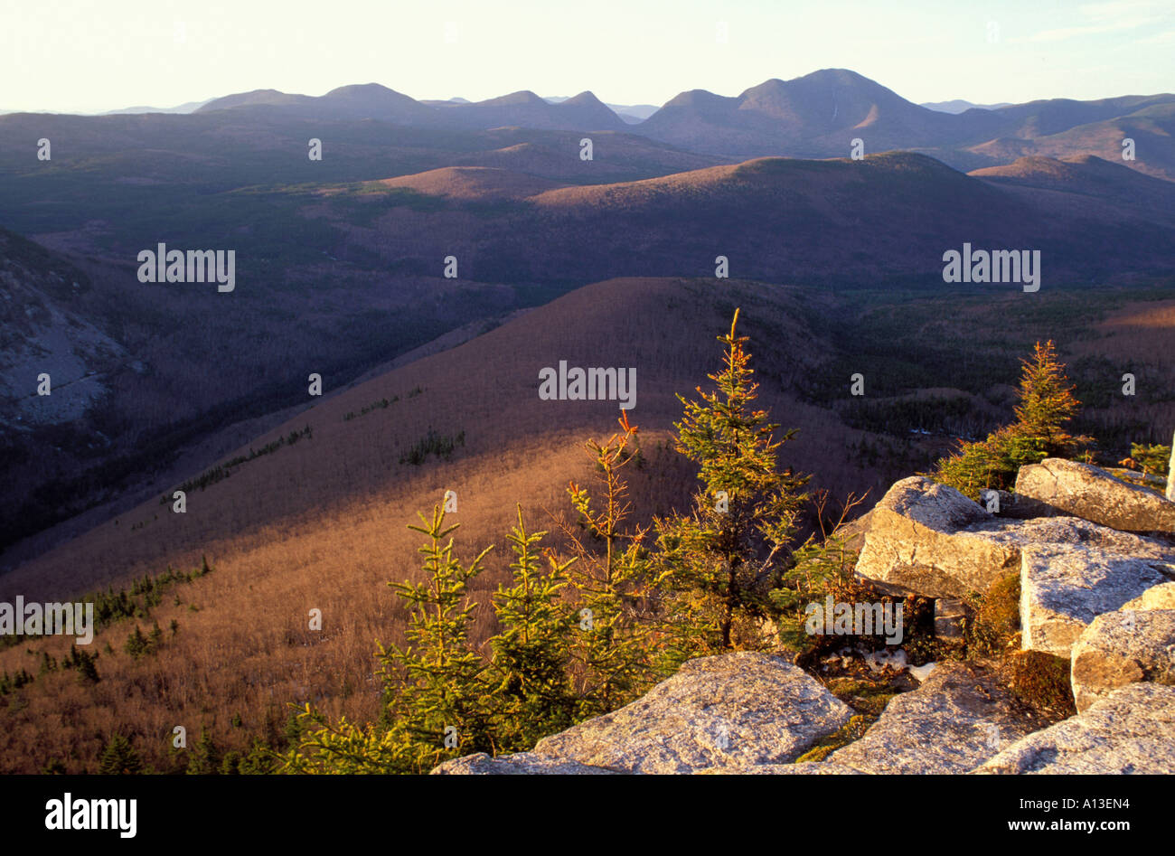 Bereichen Appalachian Trail der Pemigewasset Wilderness Wildnis von Zeacliff auf die Zeacliff im NH Stockfoto
