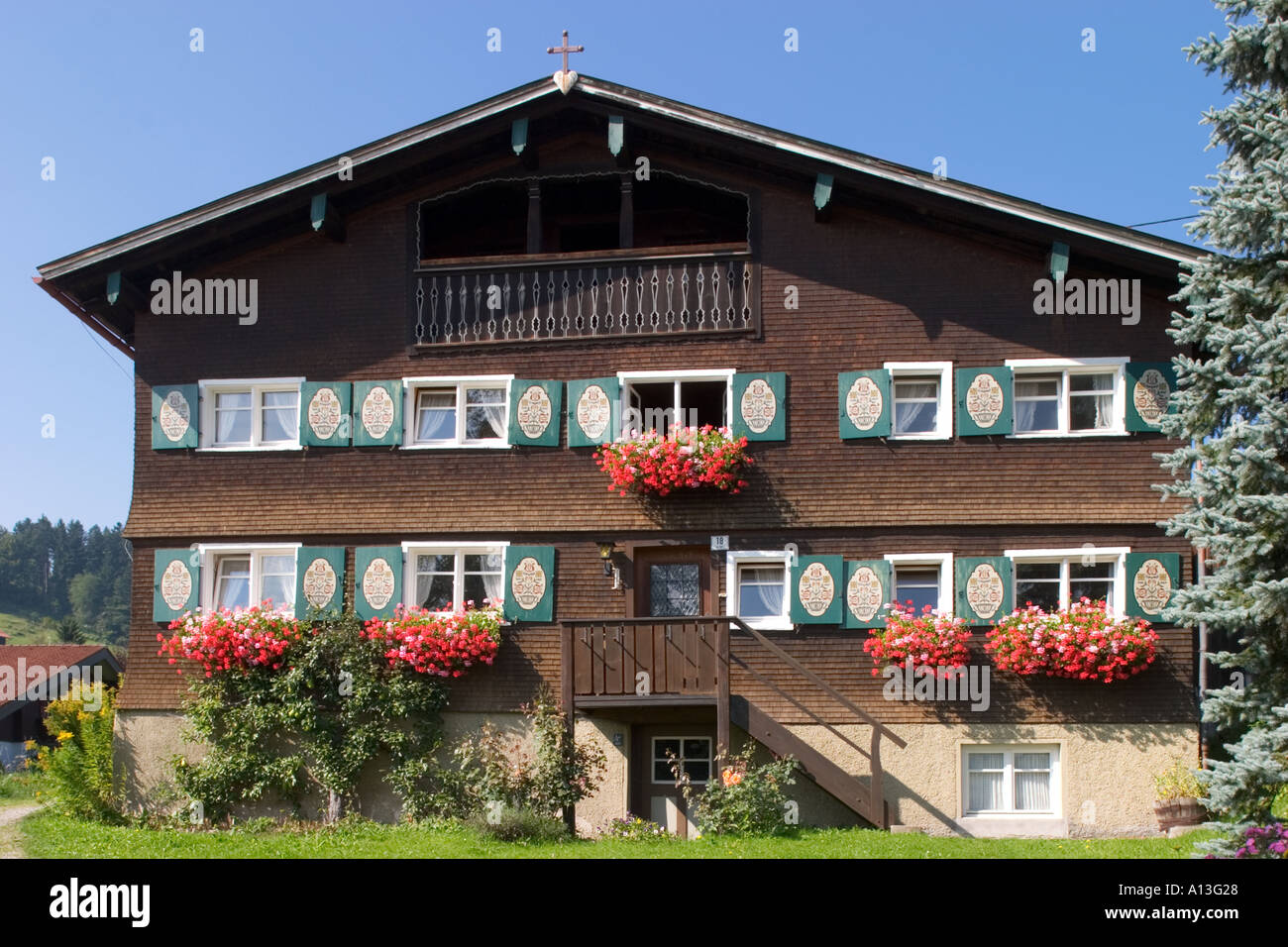Typisches Haus In Oberstaufen Steibis Allgau Bayern Deutschland