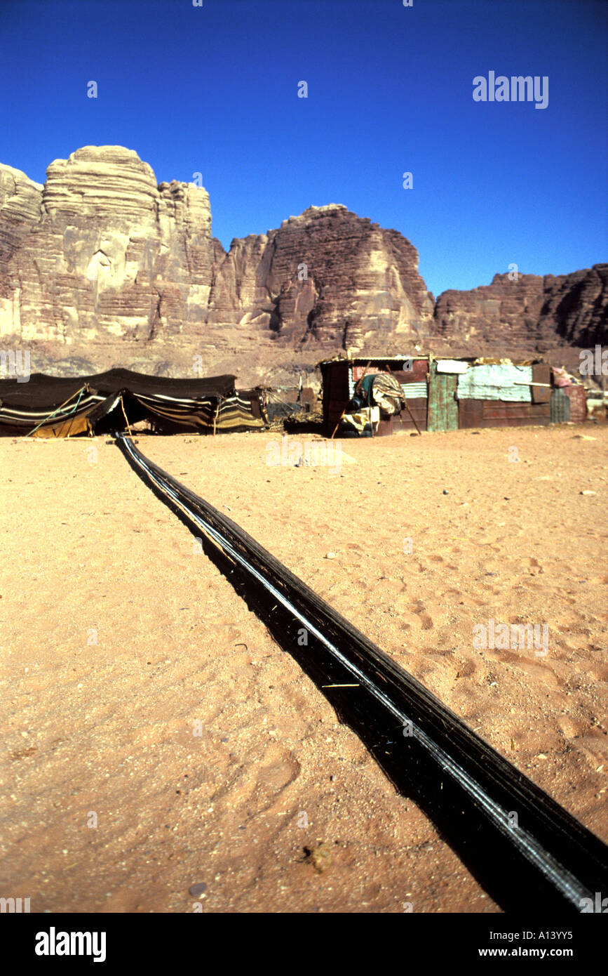 Beduinen gewebte Tuch und Zelt im Wadi Rum Jordan Stockfoto