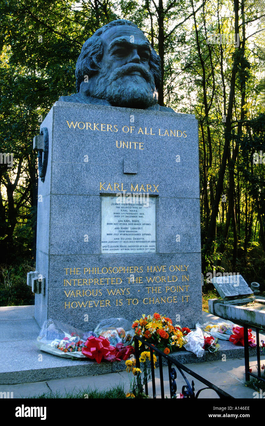 Grab von Karl Marx, Highgate Cemetery in London, UK Stockfoto