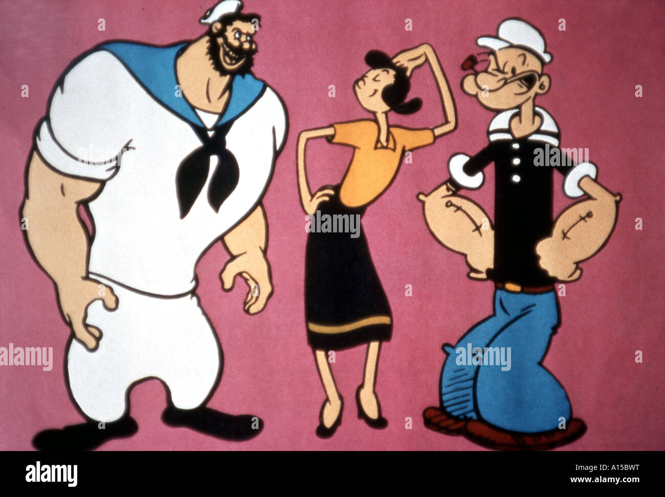 Bluto Olive Oyl und Popeye Stockfoto