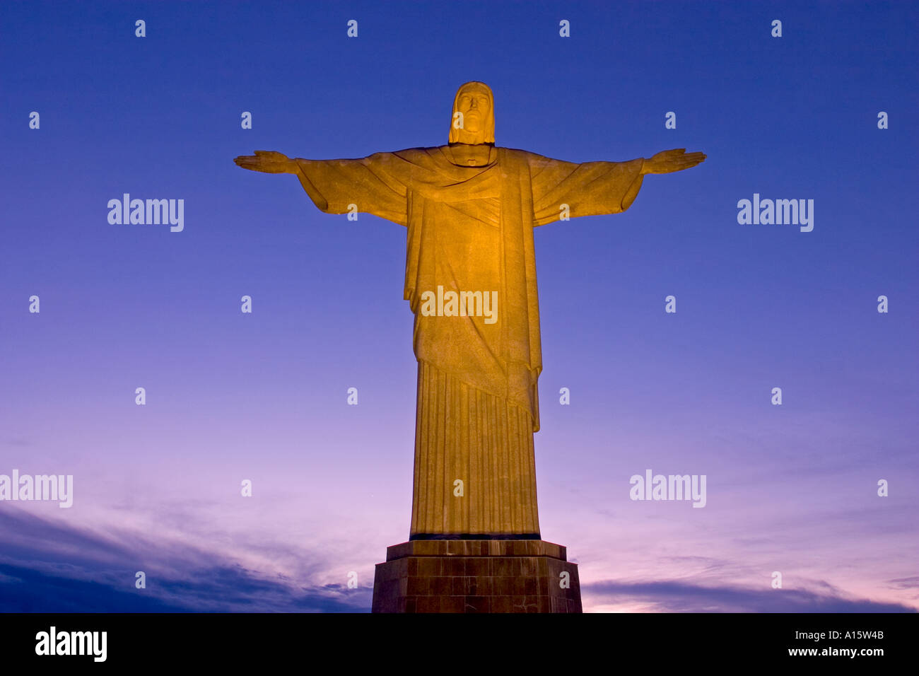 Statue Cristo Redentore auf der Oberseite Mt Corcovado Rio de Janeiro Brasilien Stockfoto