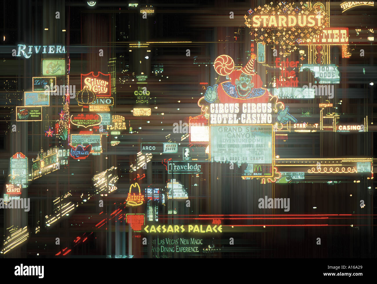 Zeichen auf dem Strip in Las Vegas Nevada Stockfoto