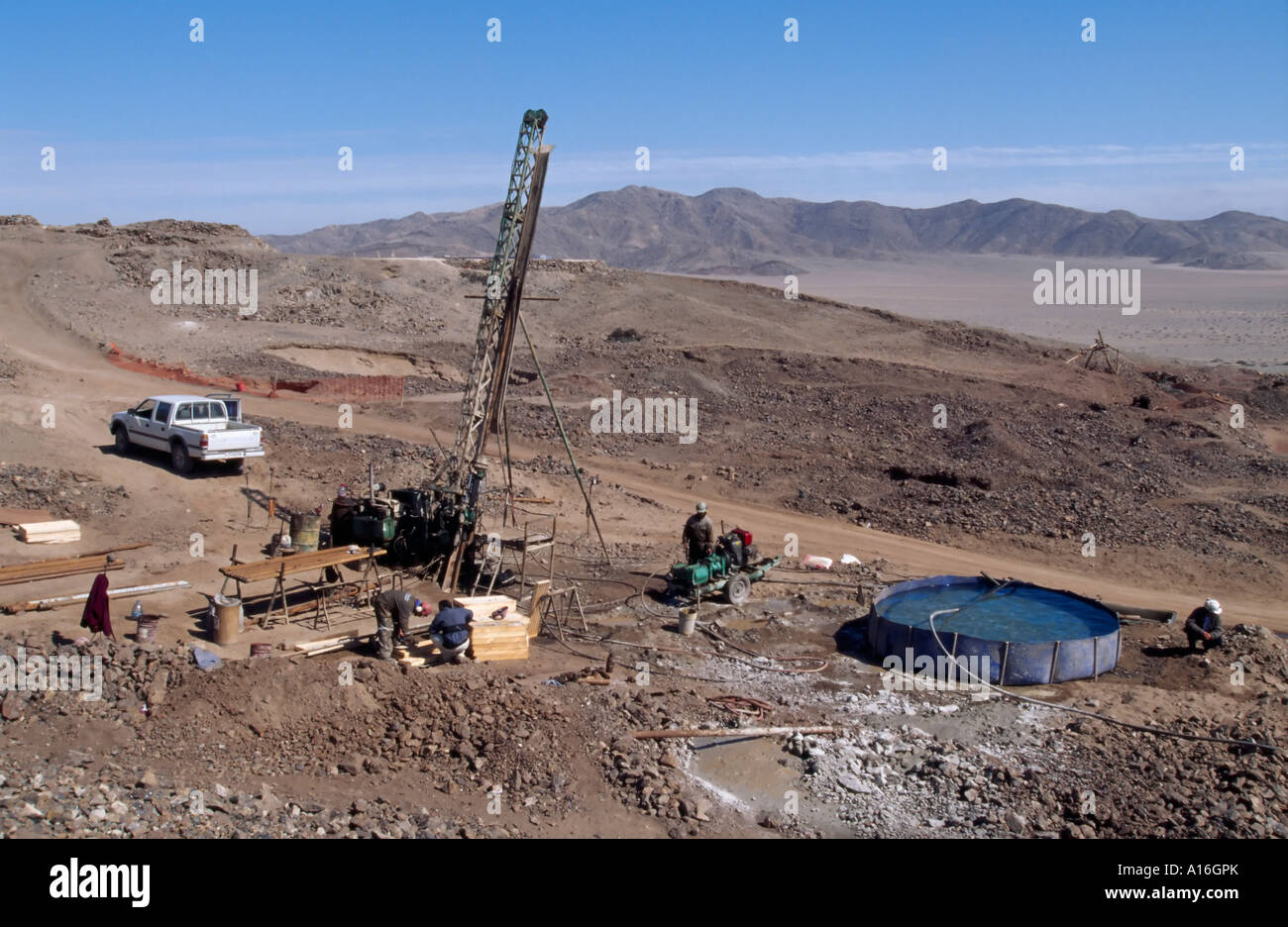 Drill Rig im Bergbau Camp Atacama Wüste Chile Stockfoto