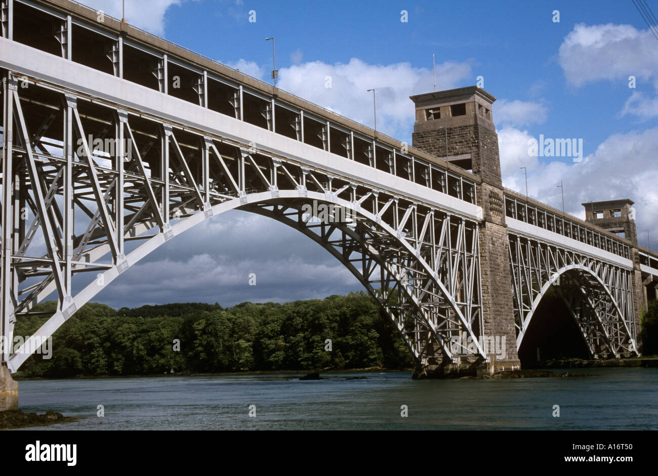 Die Britannia Bridge über die Menai Straits Stockfoto