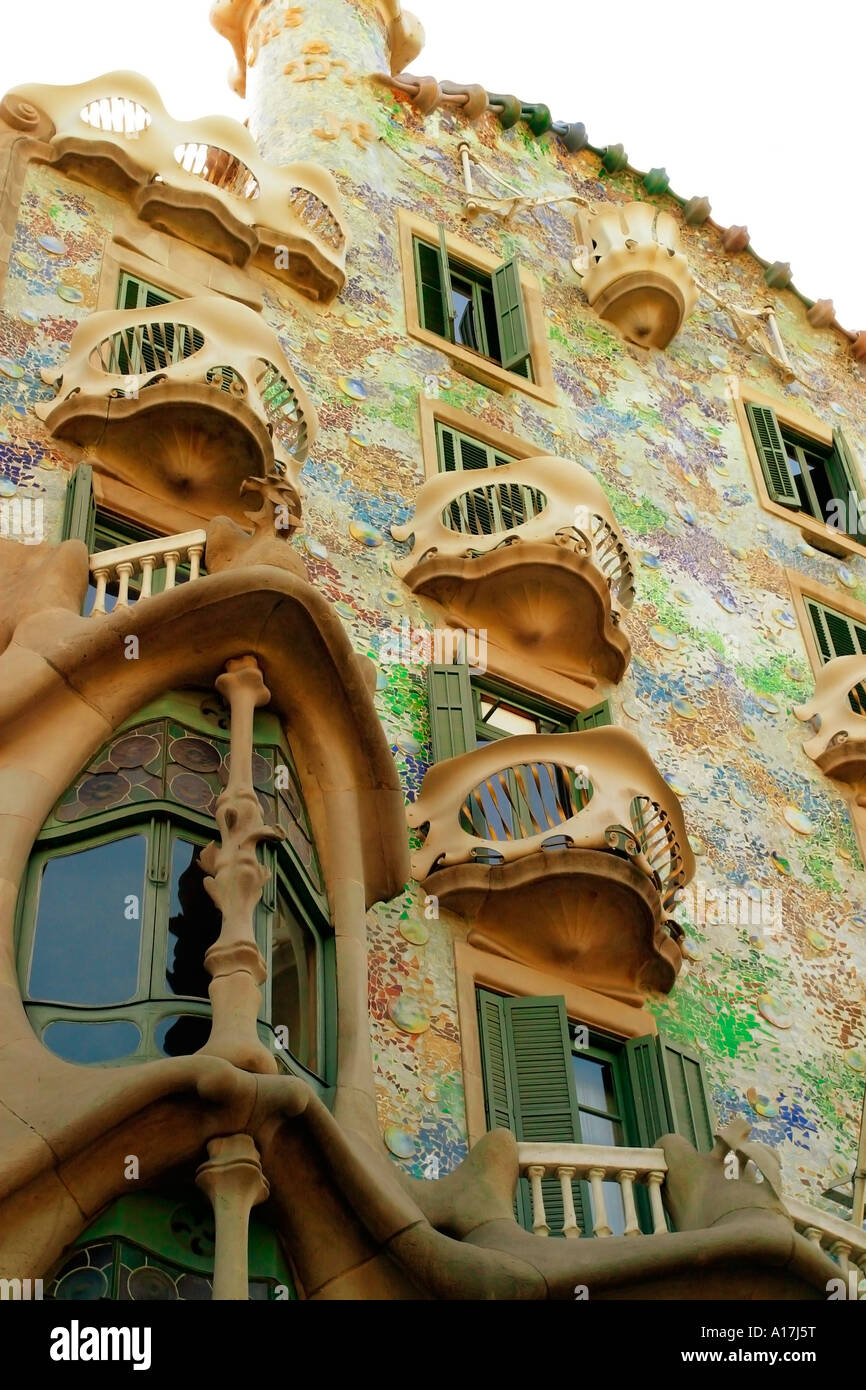 Casa Batllo, Antoni Gaudi, Barcelona, Spanien. Stockfoto