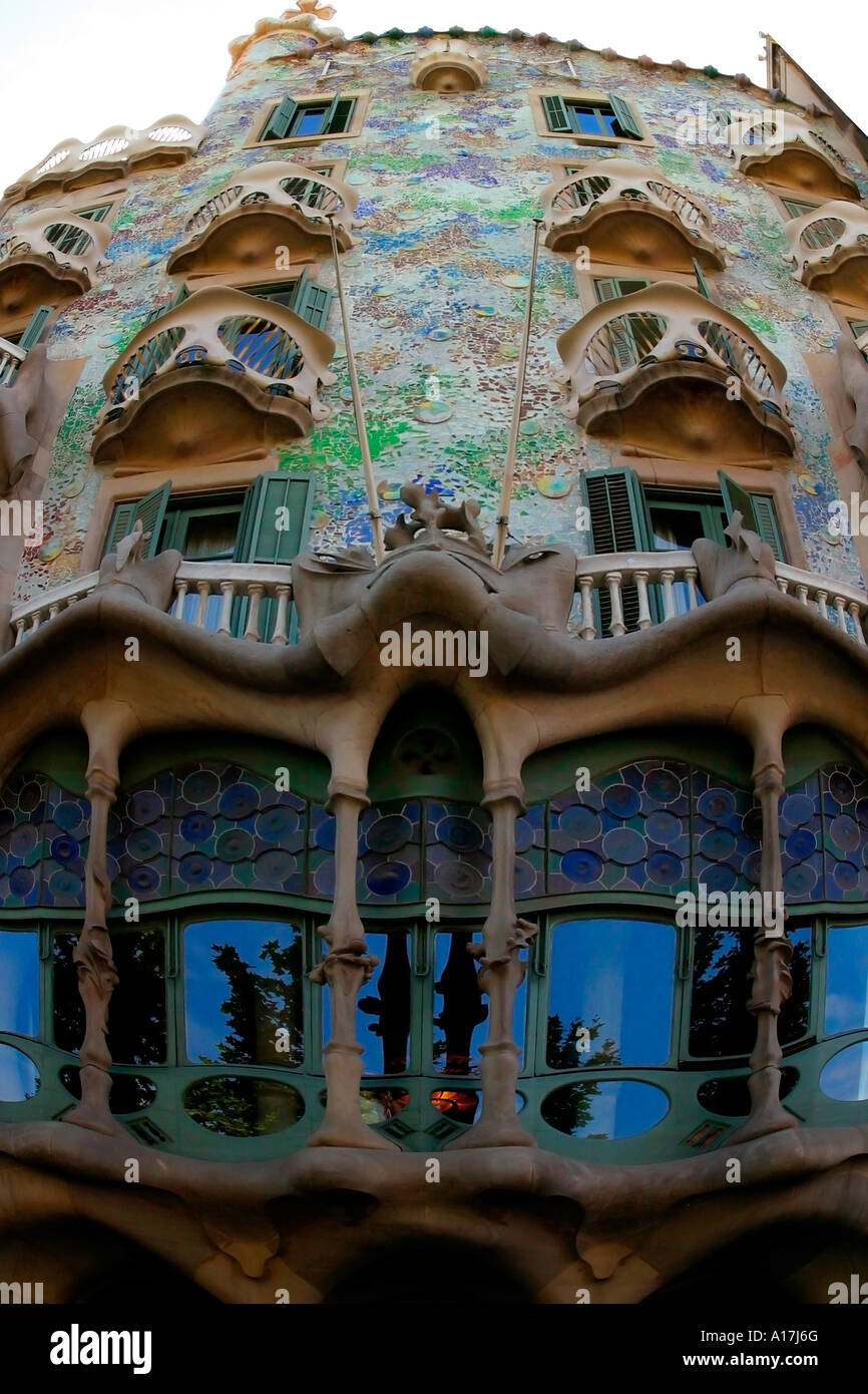 Casa Batllo, Antoni Gaudi, Barcelona, Spanien. Stockfoto