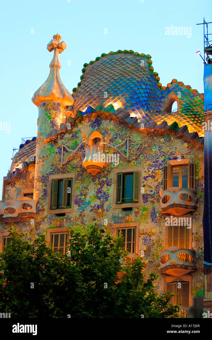 Casa Batllo, Antoni Gaudi, Barcelona, Spanien. Stockfoto