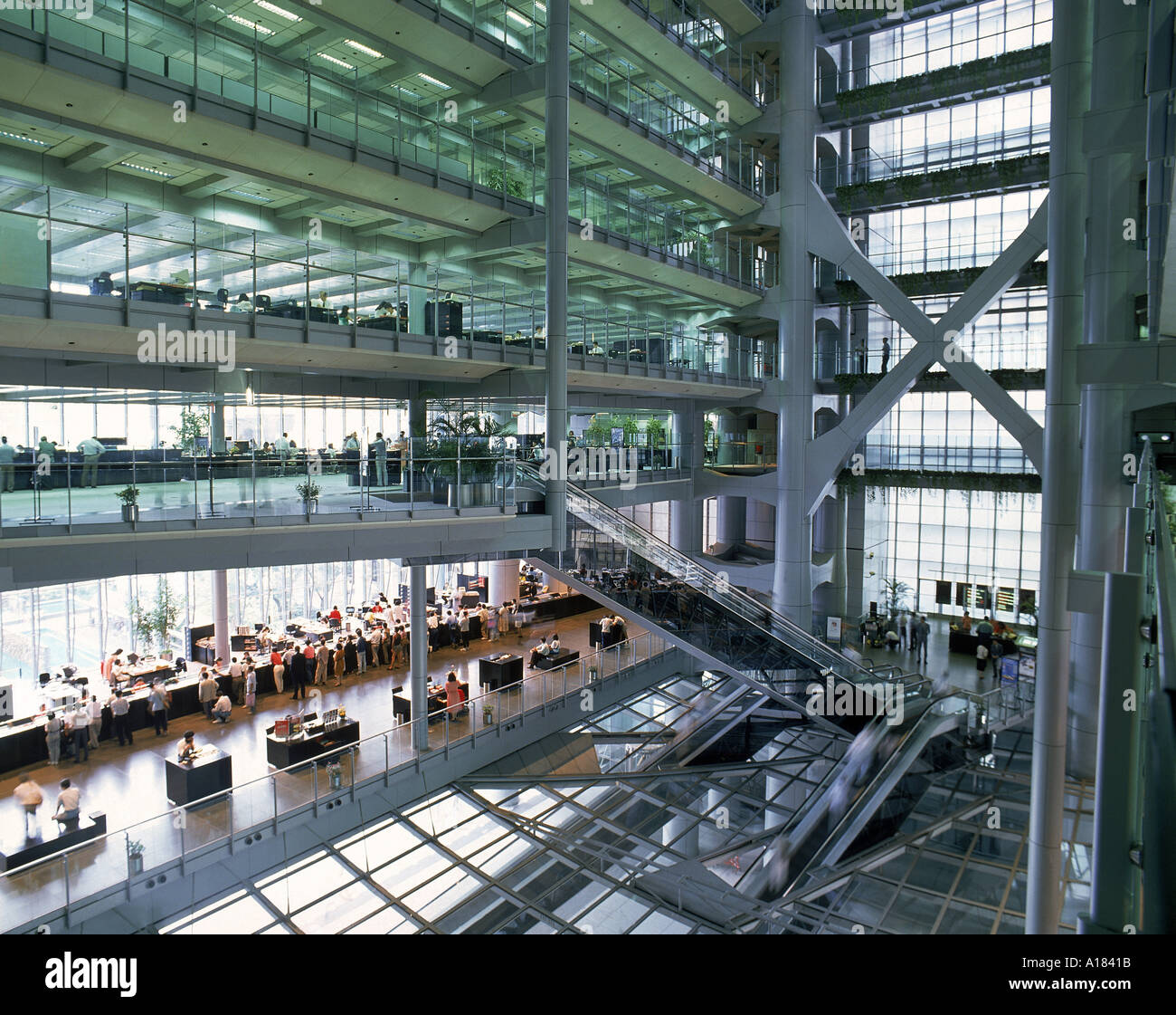 Das Atrium des Hong Kong Shanghai Banking Corporation Hong Kong China N Blythe Stockfoto